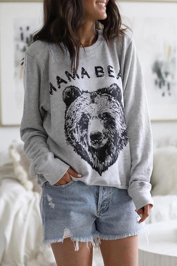 Stylish Animal Print Round Neck Sweatshirt