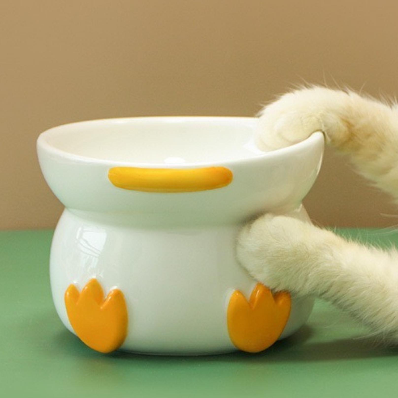 Duck-Shaped Elevated Ceramic Cat Bowls Small Dog Bowls