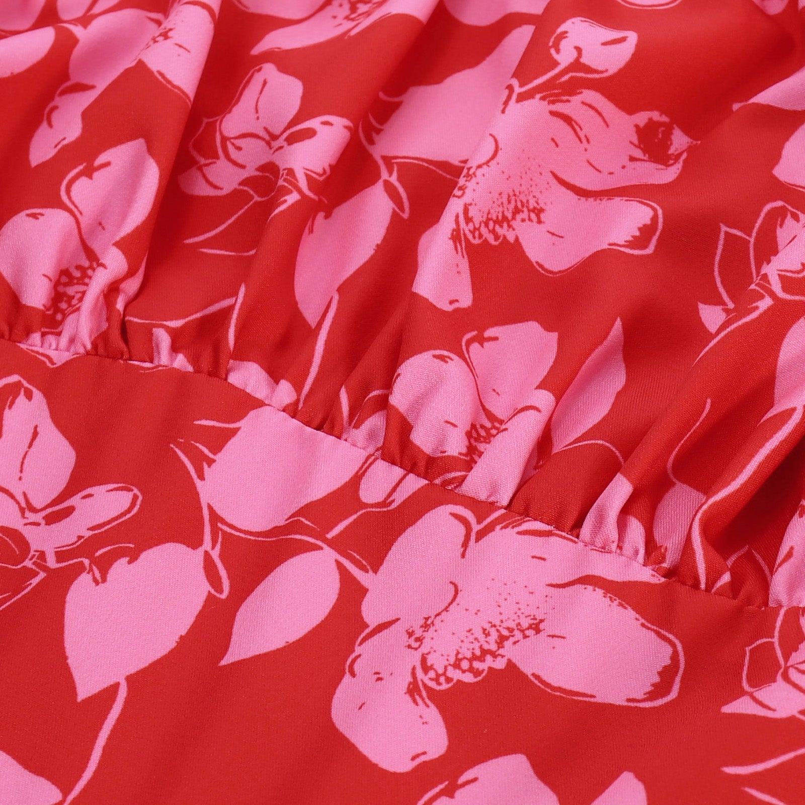 Vintage Leaf Patterns Two-Way Defined Waist Dress Ruched Bodice Flared A-Line Dress