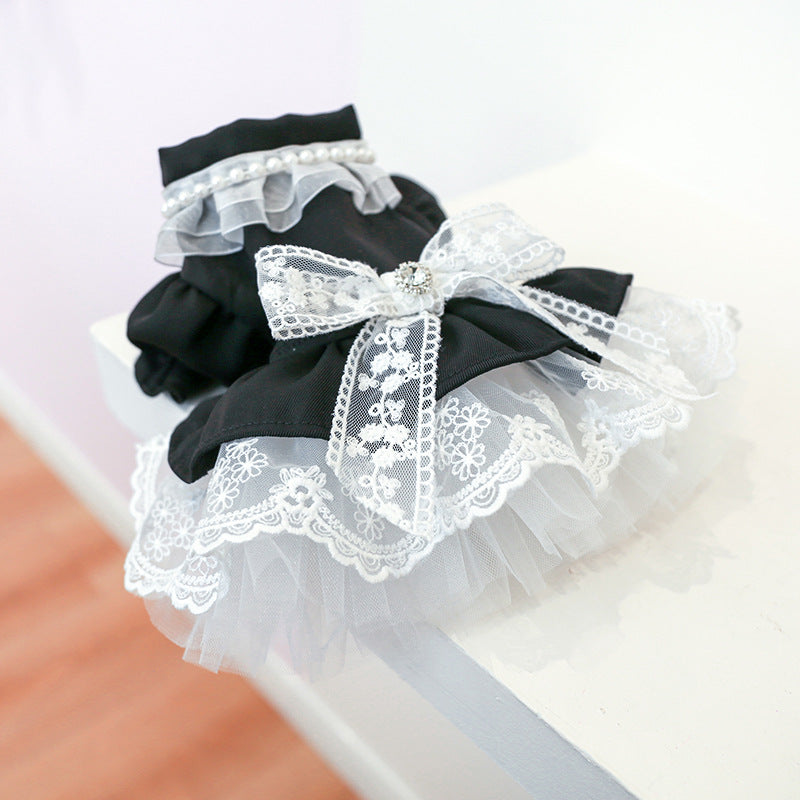 Velvet Lace Bowknot Dog Cat Dress