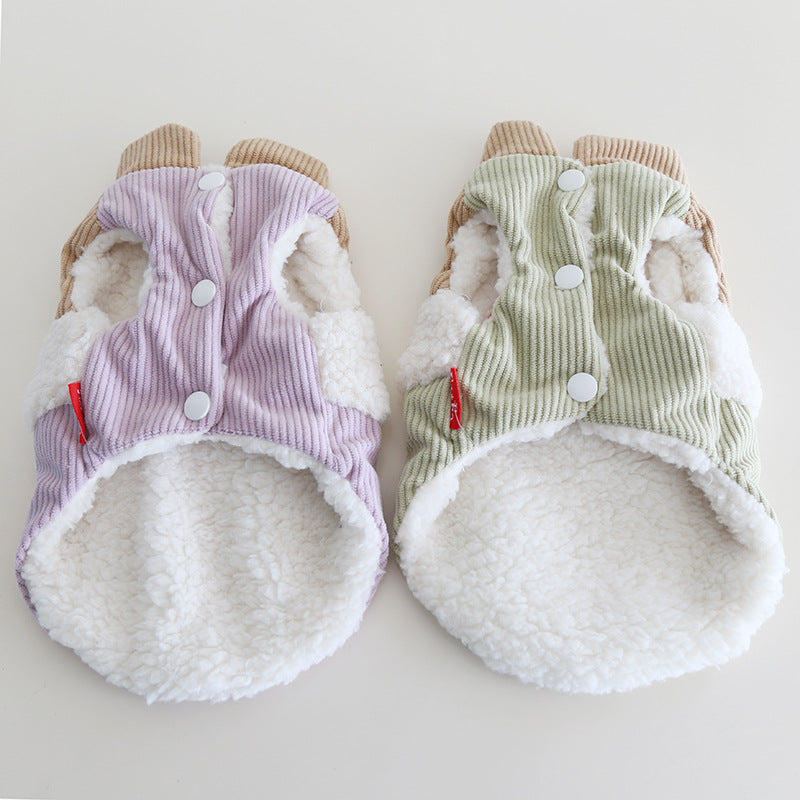 Corduroy Color Block Dog Harness Jacket Vest