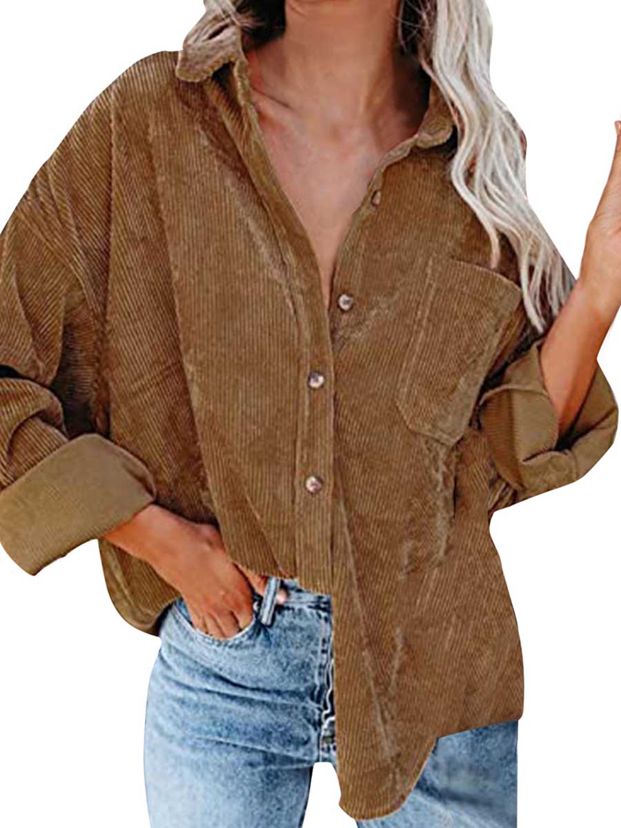 Corduroy Lapel Button Down Shirt