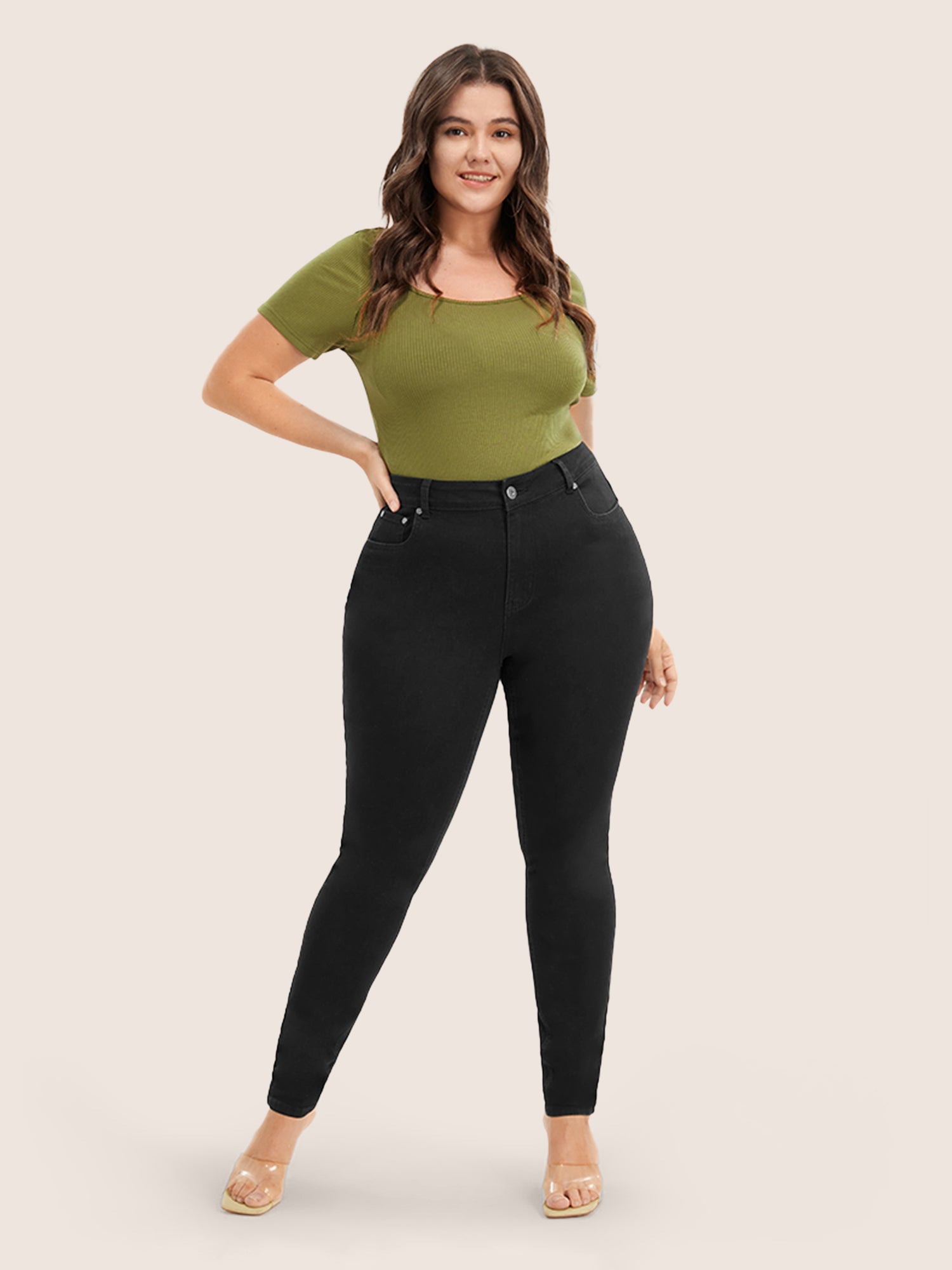 Skinny Very Stretchy High Rise Black Wash Sculpt Waist Jeans