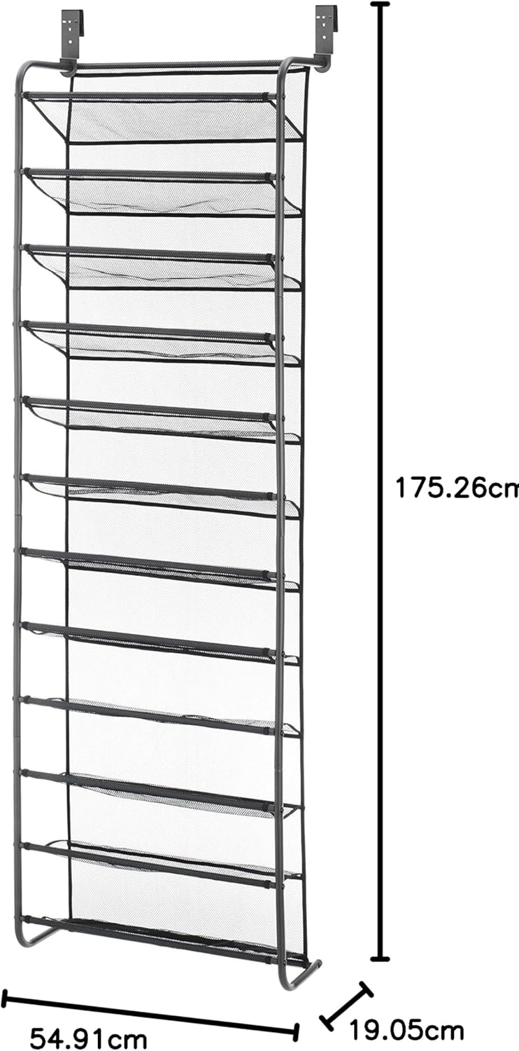 Over the Door Shoe Organizer - Holds up to 36 Pairs of Shoes - Metal & Mesh