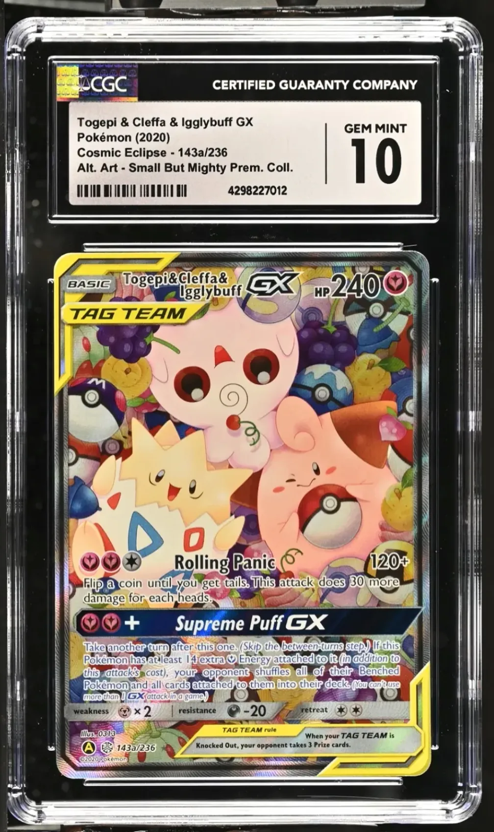 CGC 10 Togepi & Cleffa & Igglybuff GX 143a/236 Alt Art Promo