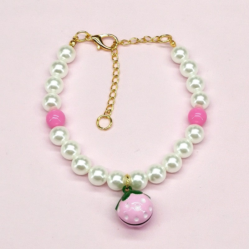 Cute Metal Strawberry Bow Knot Pet Accessories