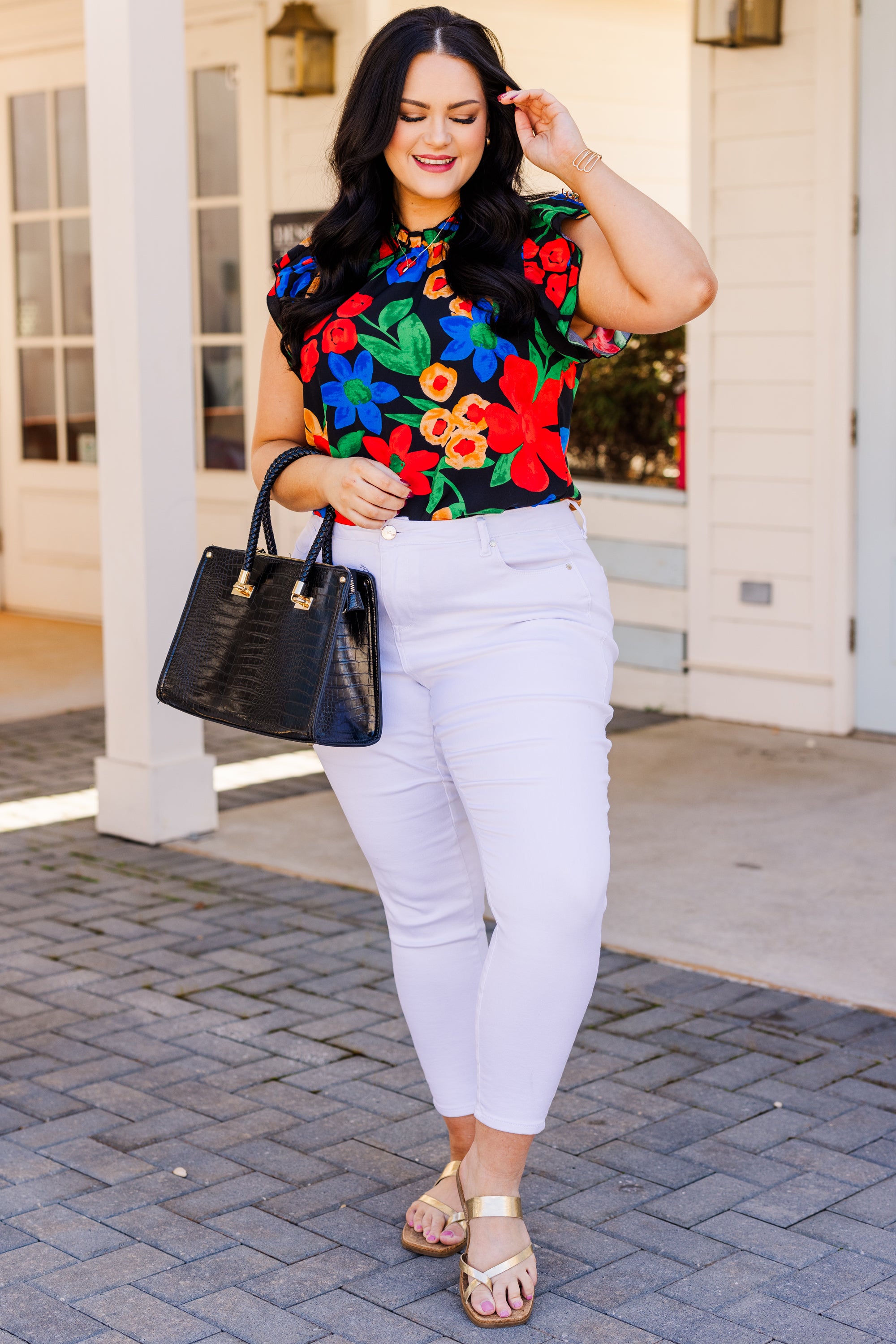 Be In A Flutter Top. Black