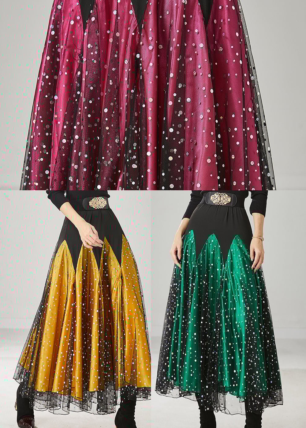 Yellow Patchwork Zircon Tulle Skirt Exra Large Hem Spring