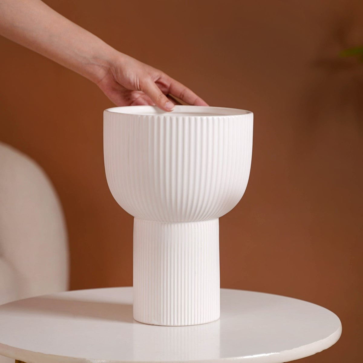 European Ceramic Flower Pot White