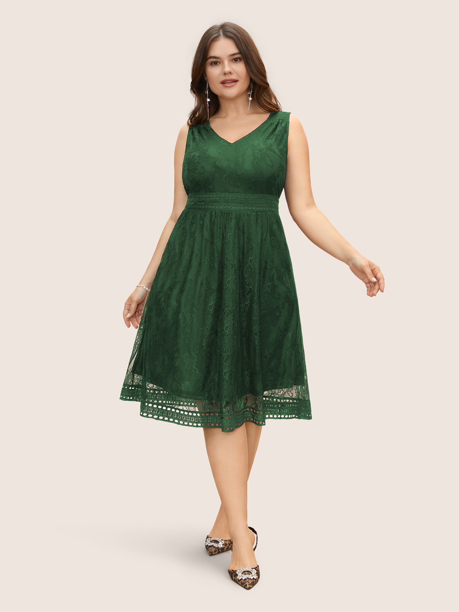 Crochet Lace Mesh Pocket Tank Dress