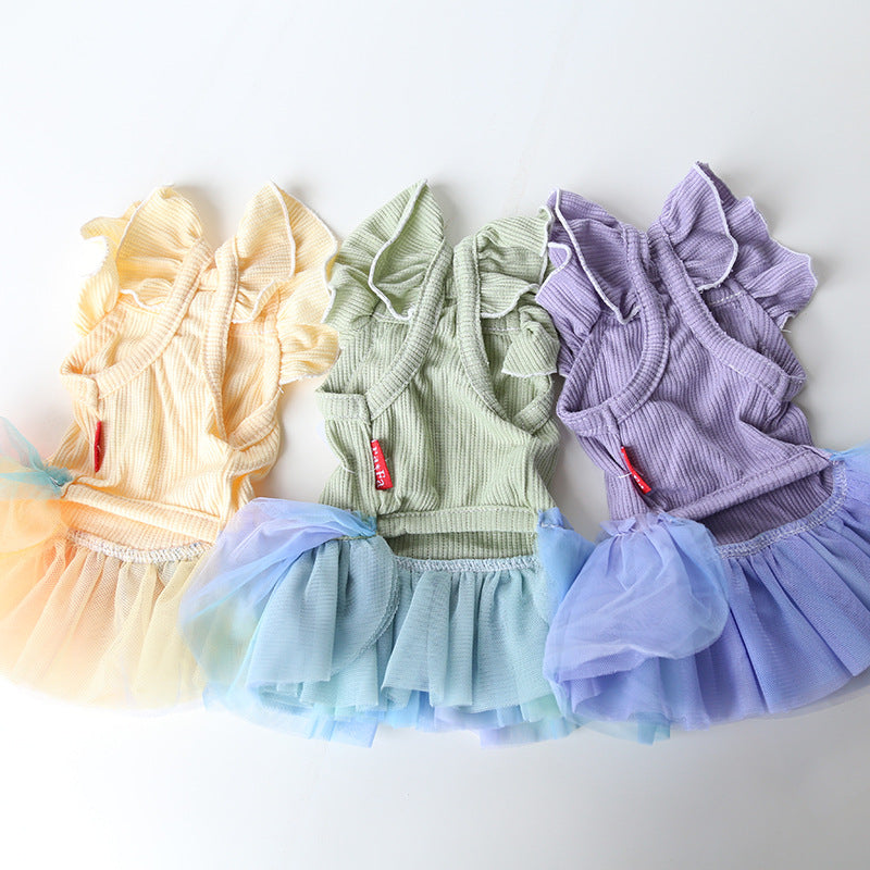 Colorful Cherry Dog Cat Lace Dress