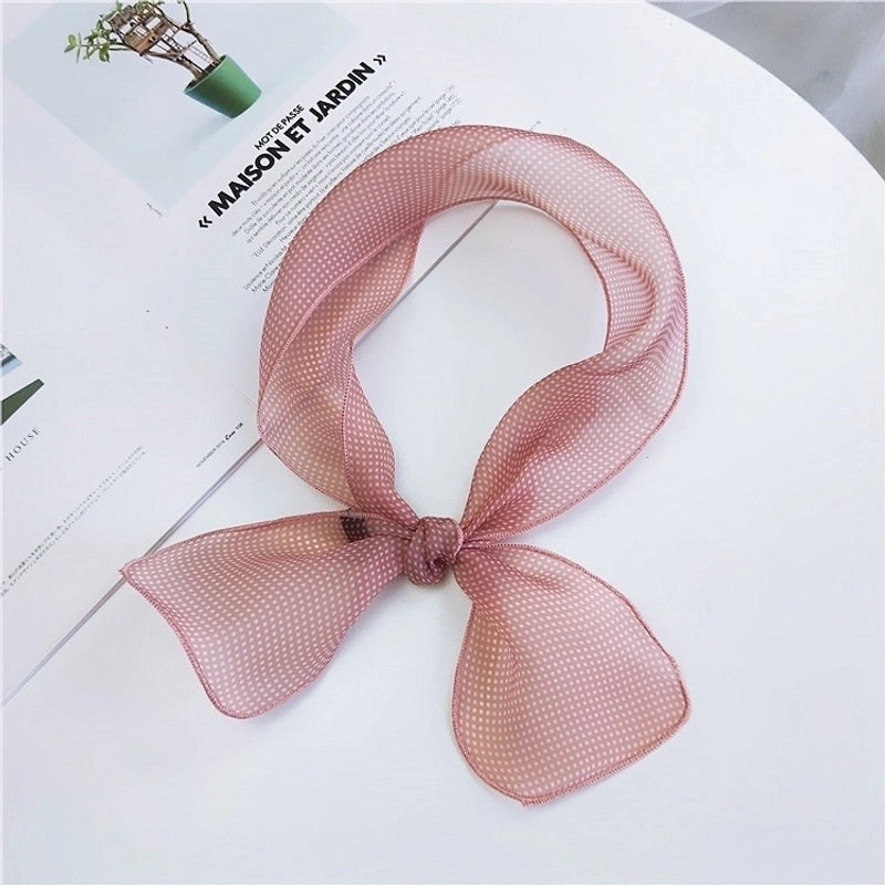 New Small Dot Silk Scarf For Women Spring And Autumn Summer Small Scarf Fashion All-matching Small Silk Scarf Organza Scarf Variety Ribbon
