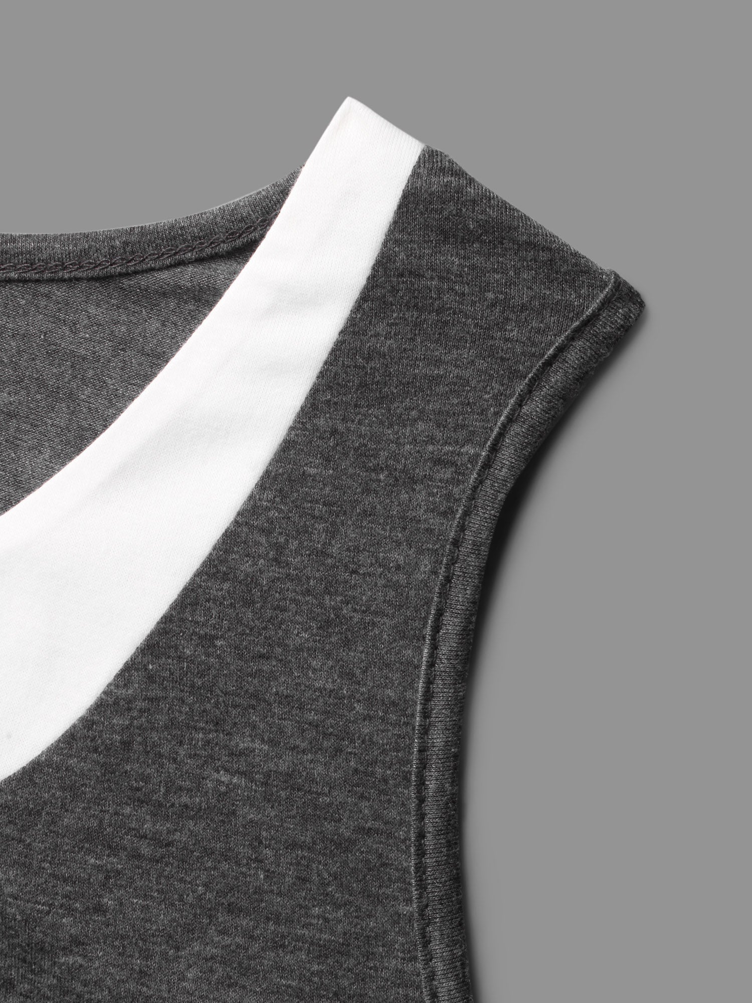 Notched Collar Contrast Patchwork Gathered Tank Top