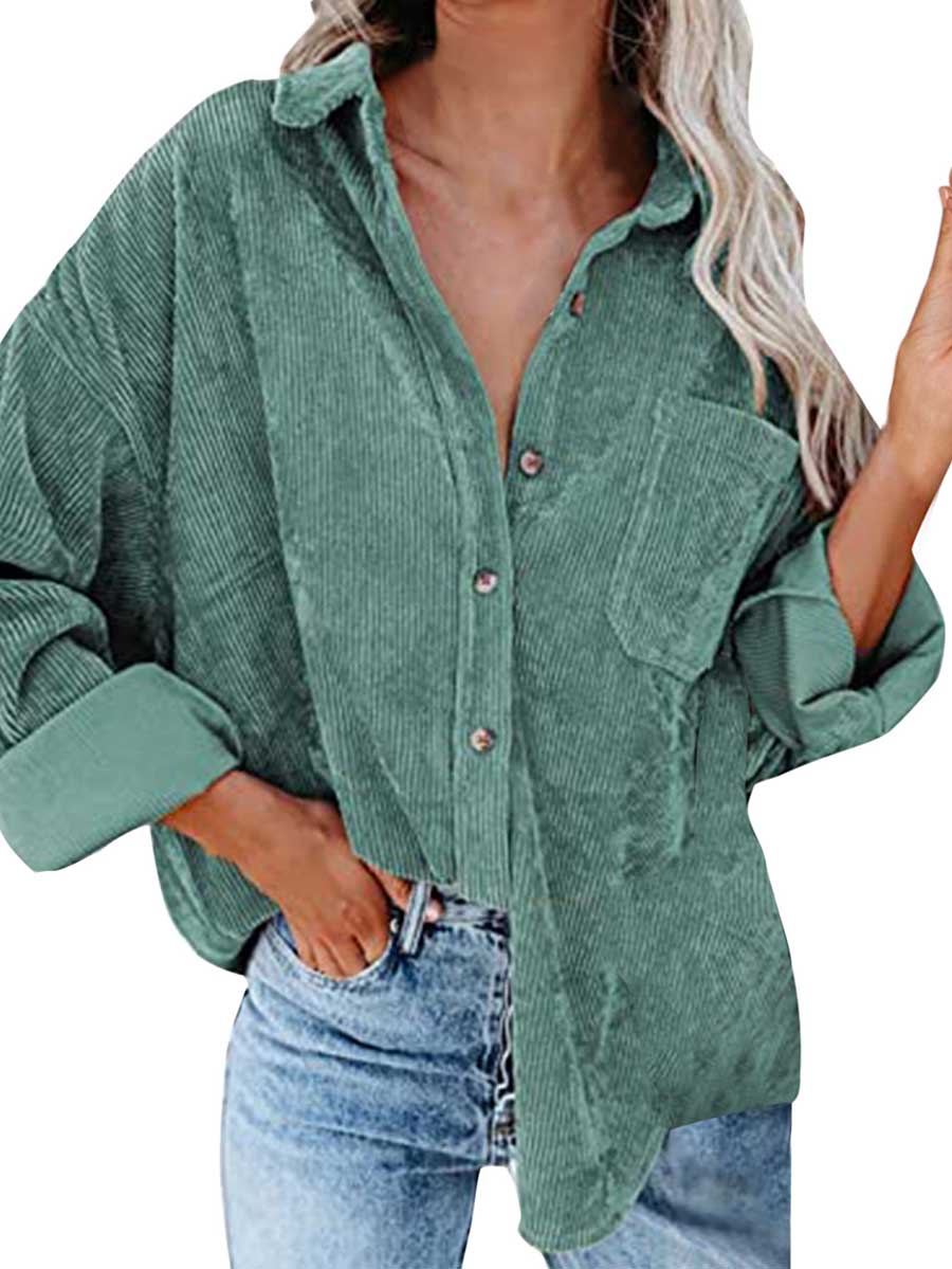 Corduroy Lapel Button Down Shirt