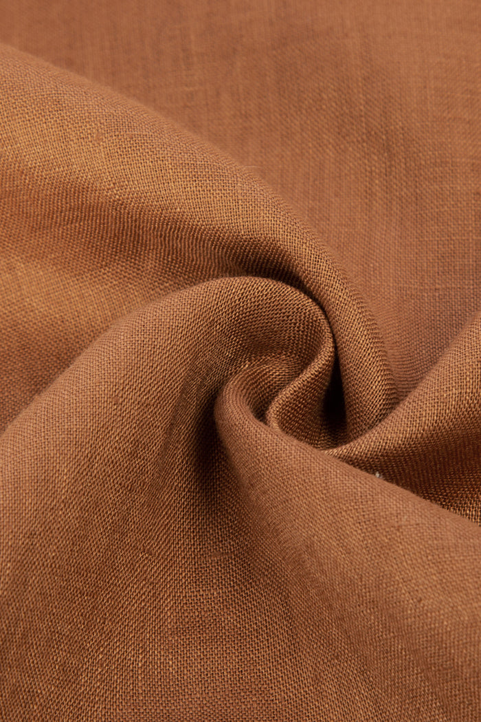 Linen Skirt Comfy Elastic High Waist Side Slit Straight Midi Skirt