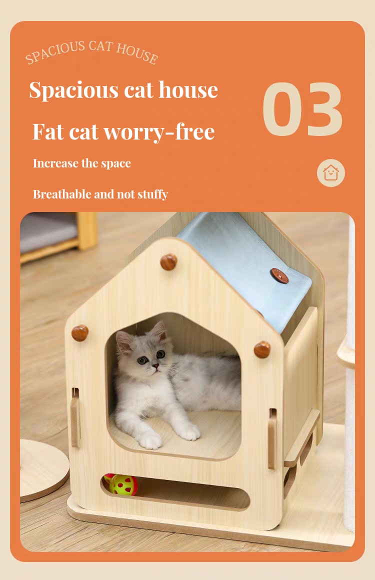 167cm Windmill Cat Tree | Comprehensive Space Capsule Wood Cat Towers