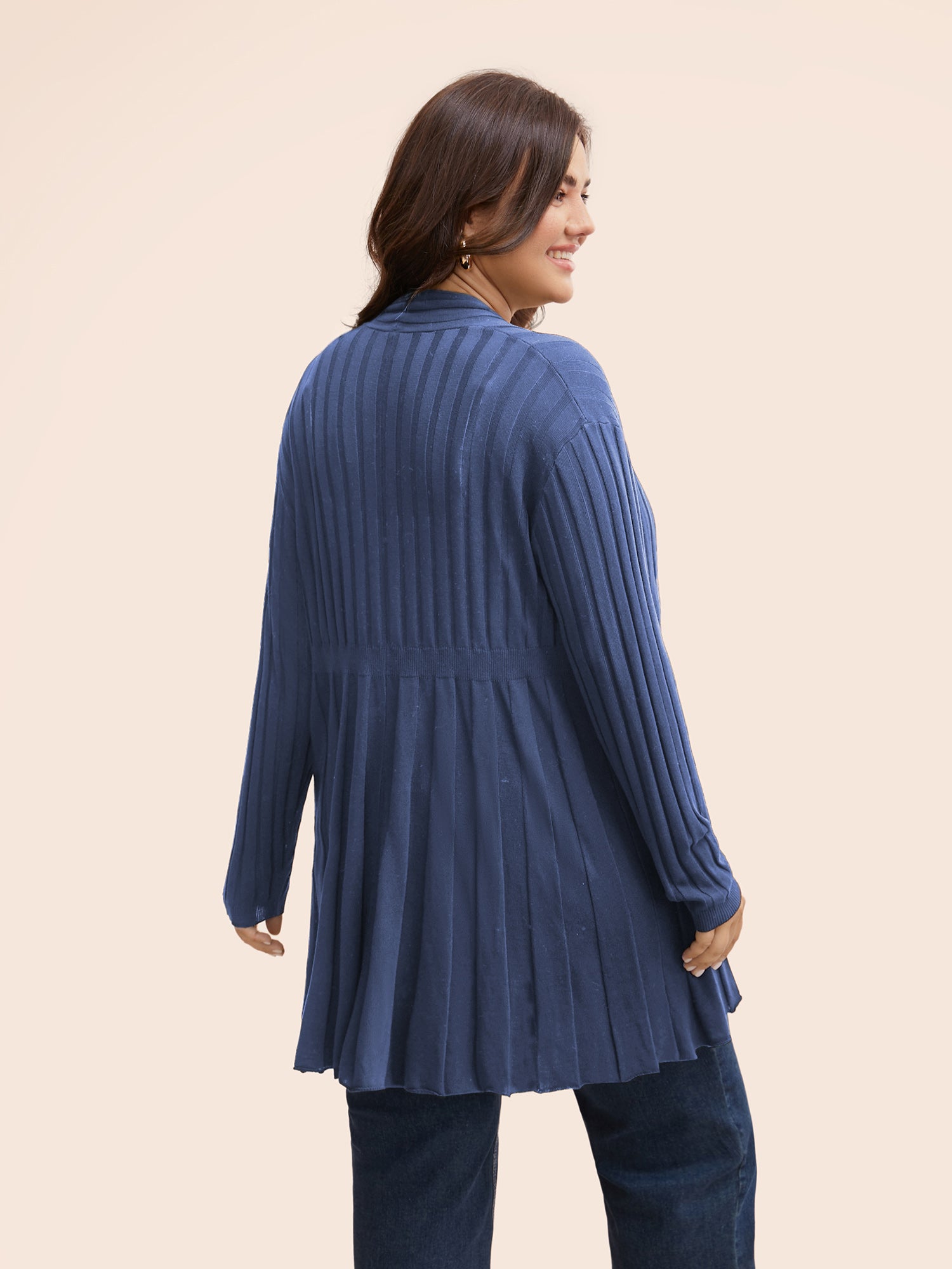 Plain Textured Kimono Collar Cardigan