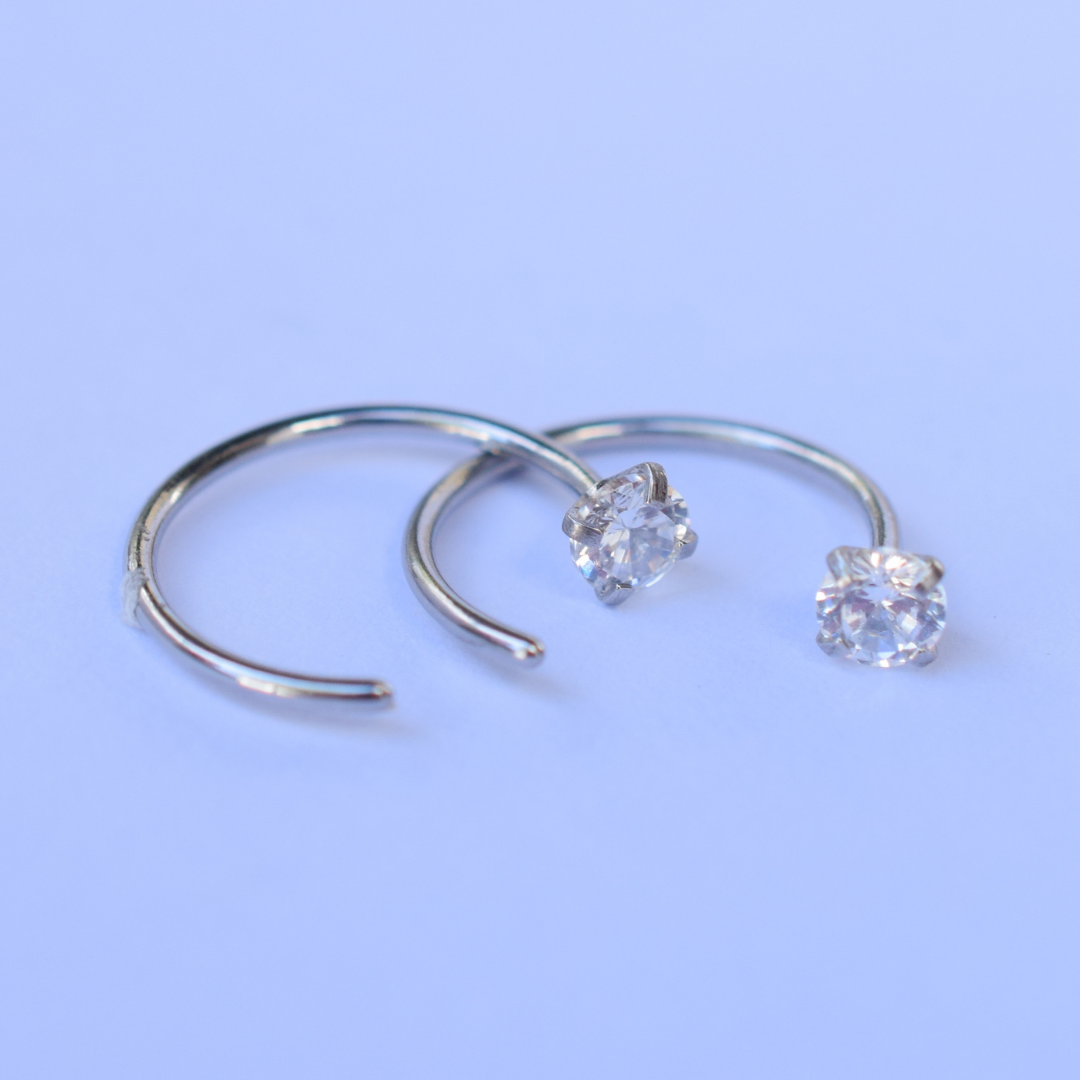 3mm Diamond hoops - Silver