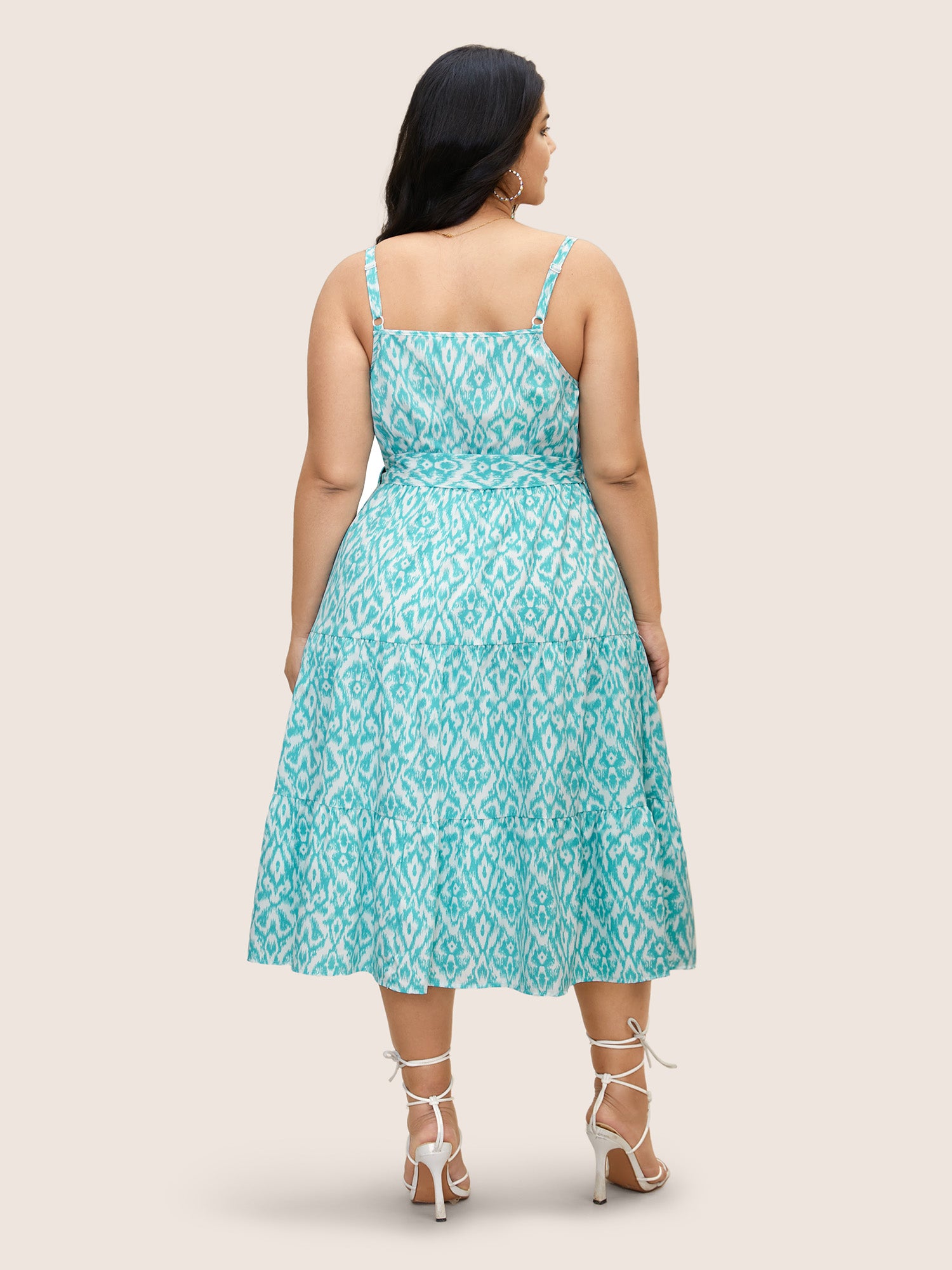 Cowl Neck Bandana Print Midi Dress