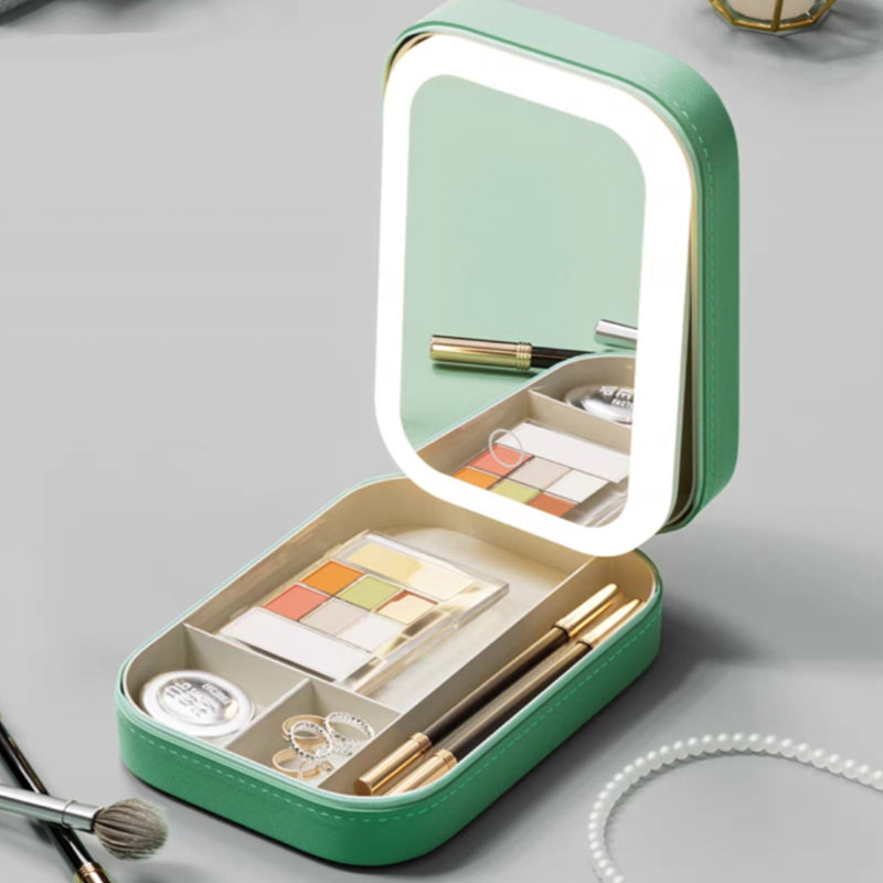 [Best Gift For Her] Integrated Makeup Storage Box With Light-Filling Mirror & Free shipping