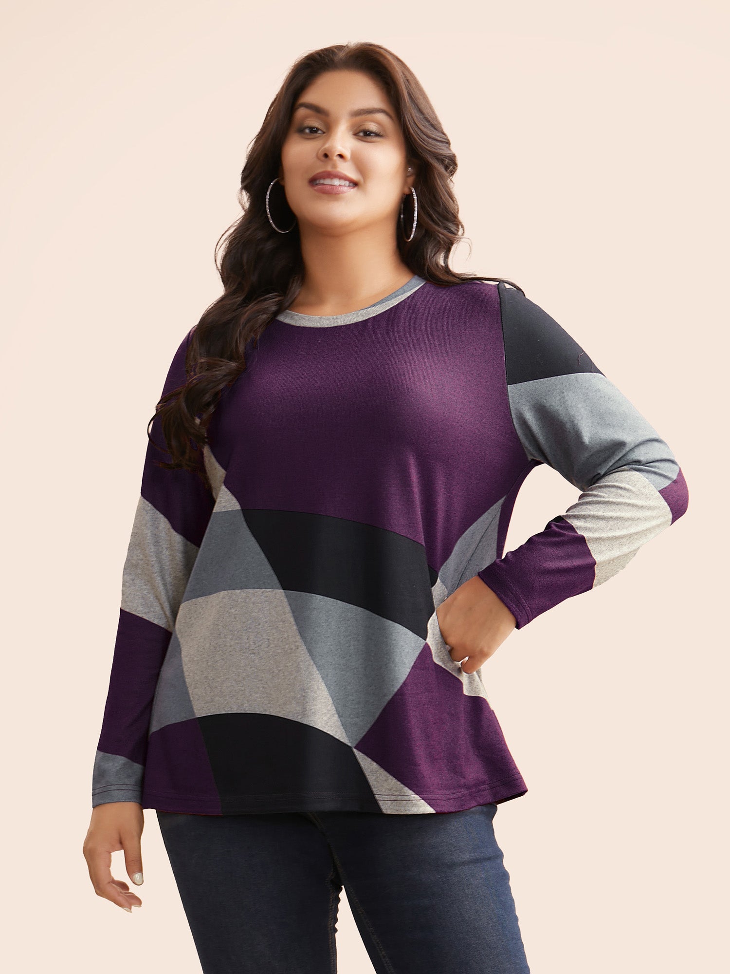 Round Neck Colorblock Contrast T-shirt