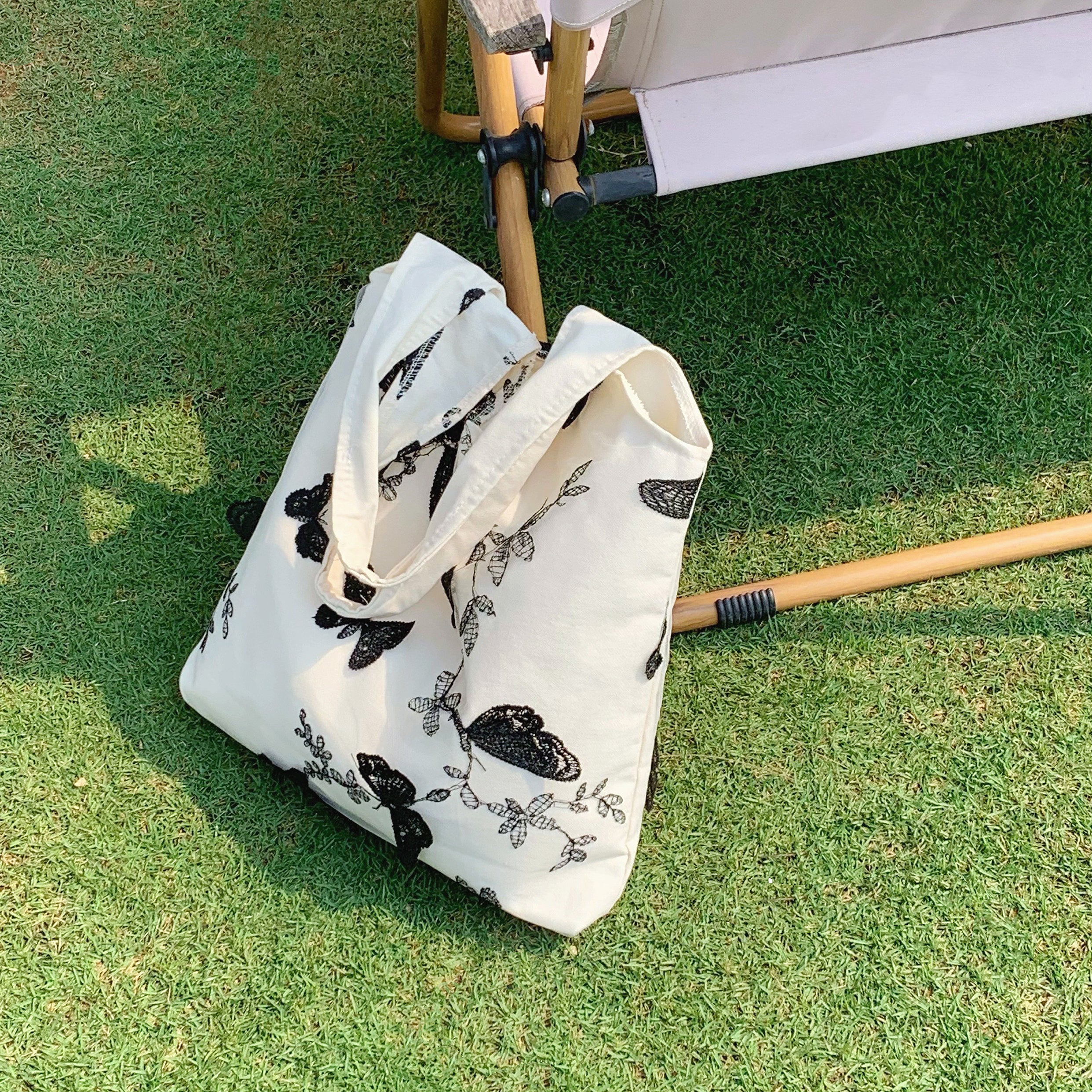 Butterfly Embroidered Canvas Bag