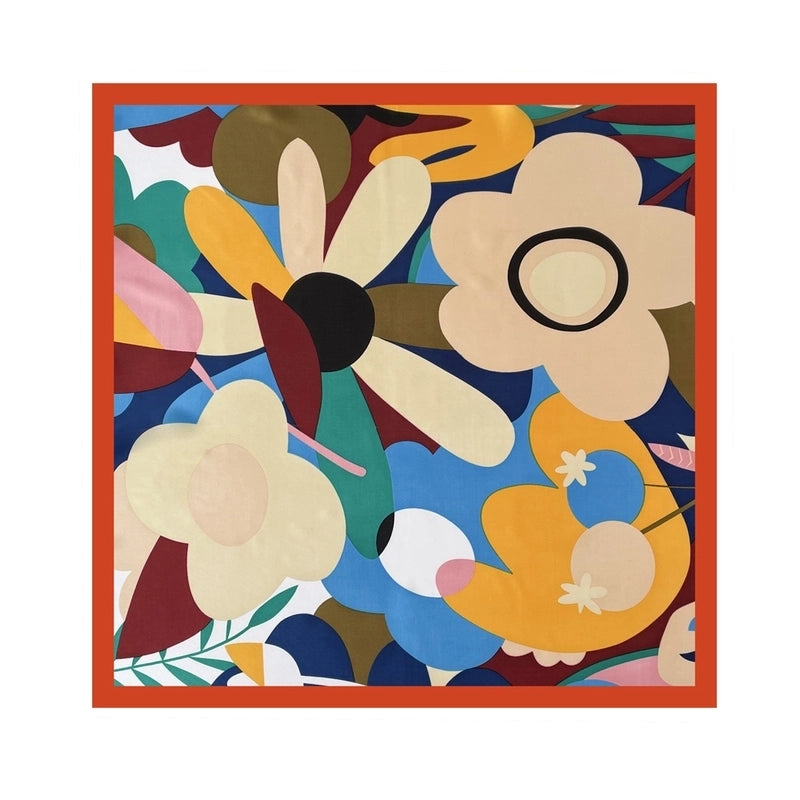 Women's Classical Leaves Flower Polyester Printing Silk Scarf