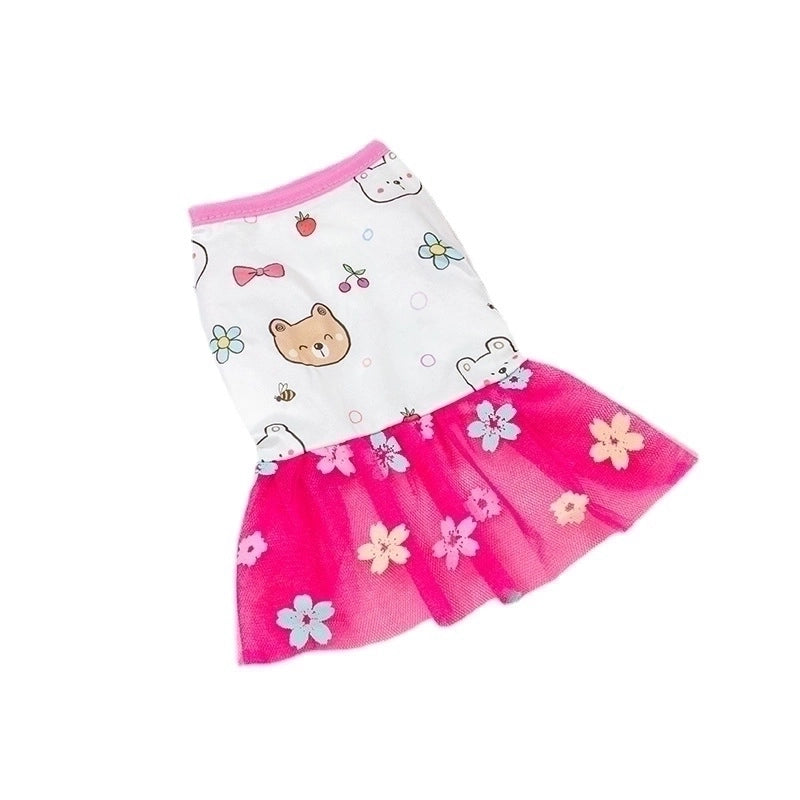 Princess Polyester Rainbow Flower Pet Clothing