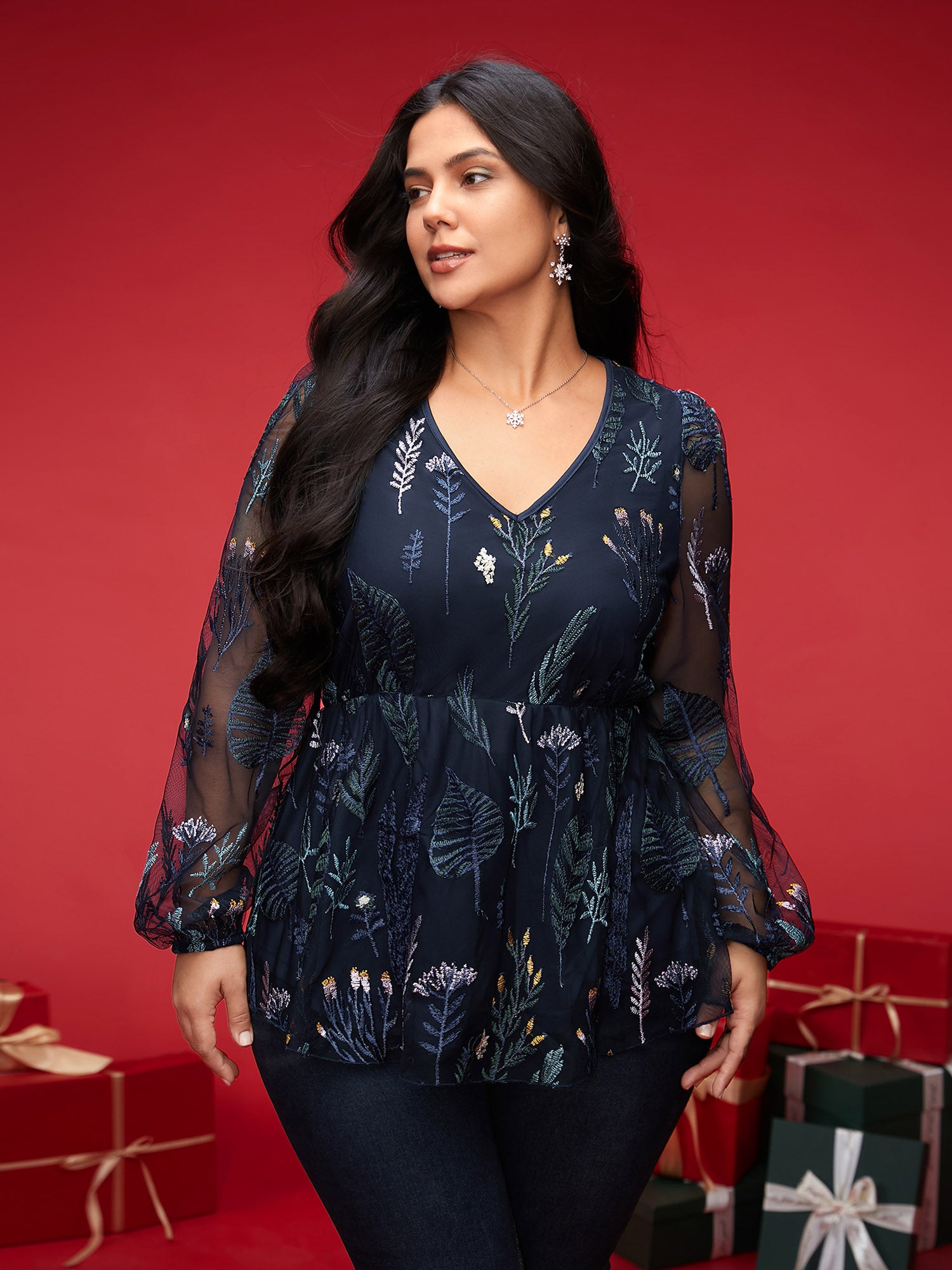 Enchanted Forest Embroidered Elastic Waist Blouse