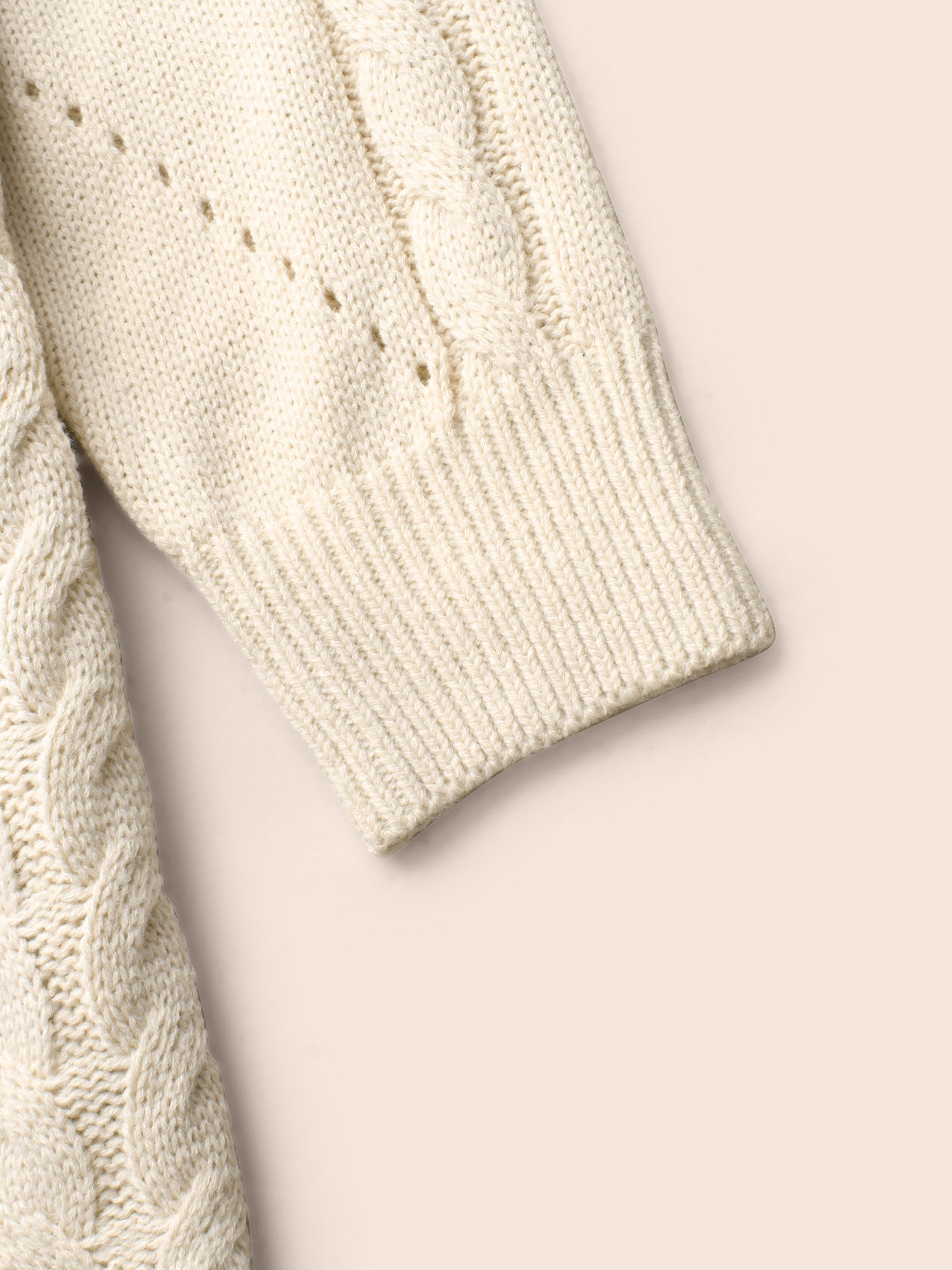 Cable Knit Raglan Sleeve Cut Out Pullover