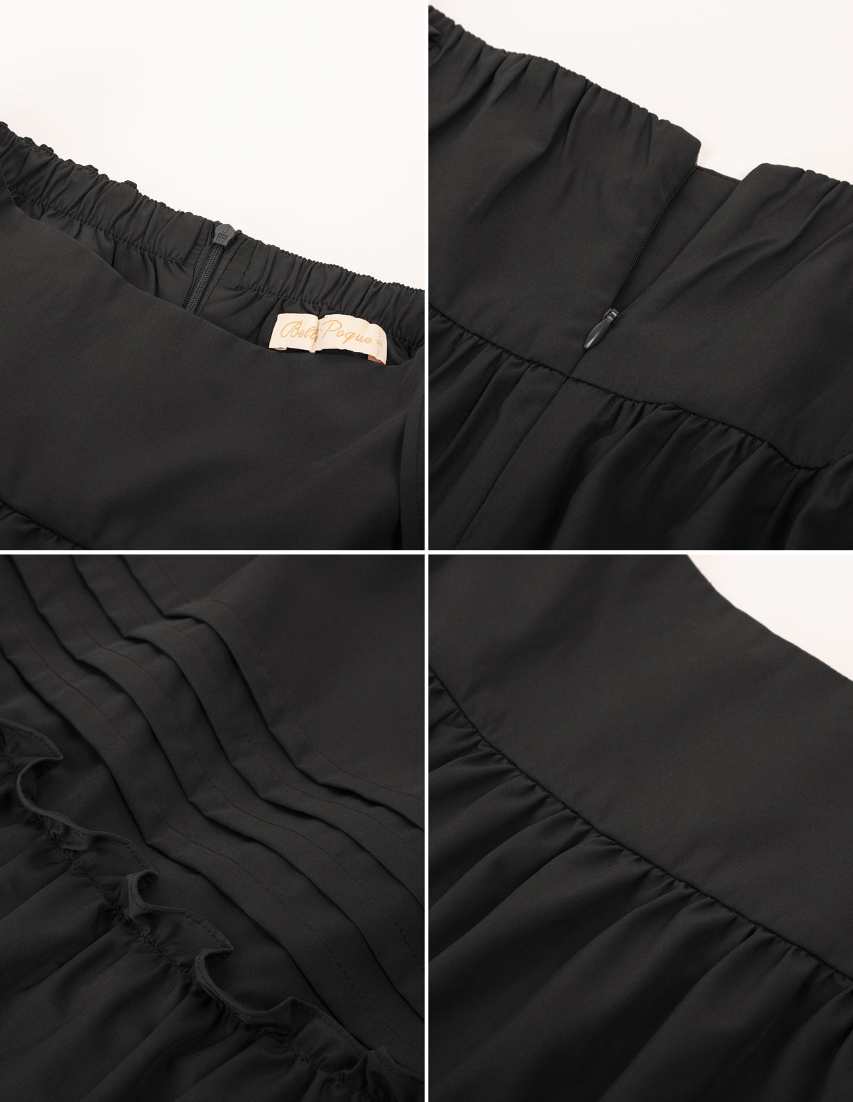 Belt Decorated Skirt Elastic High Waist Tiered  A-Line Skirt