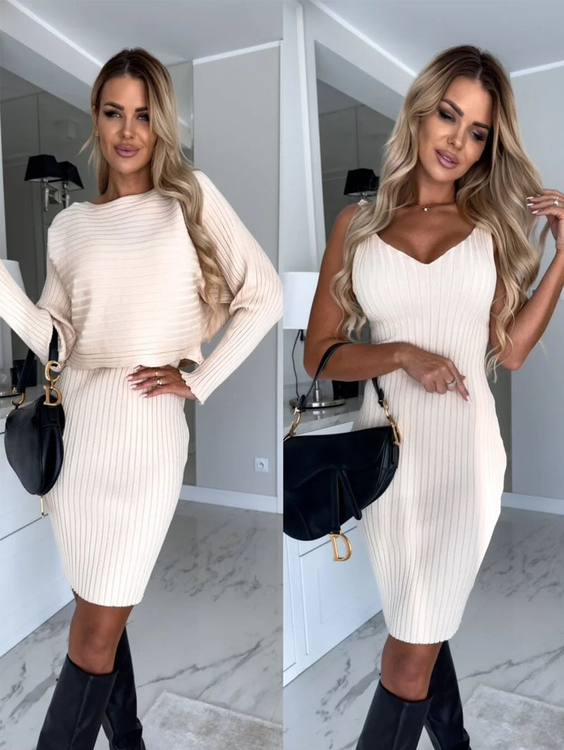 🎄Christmas Sale🔥Knitted Sweater and Cami Dress Set