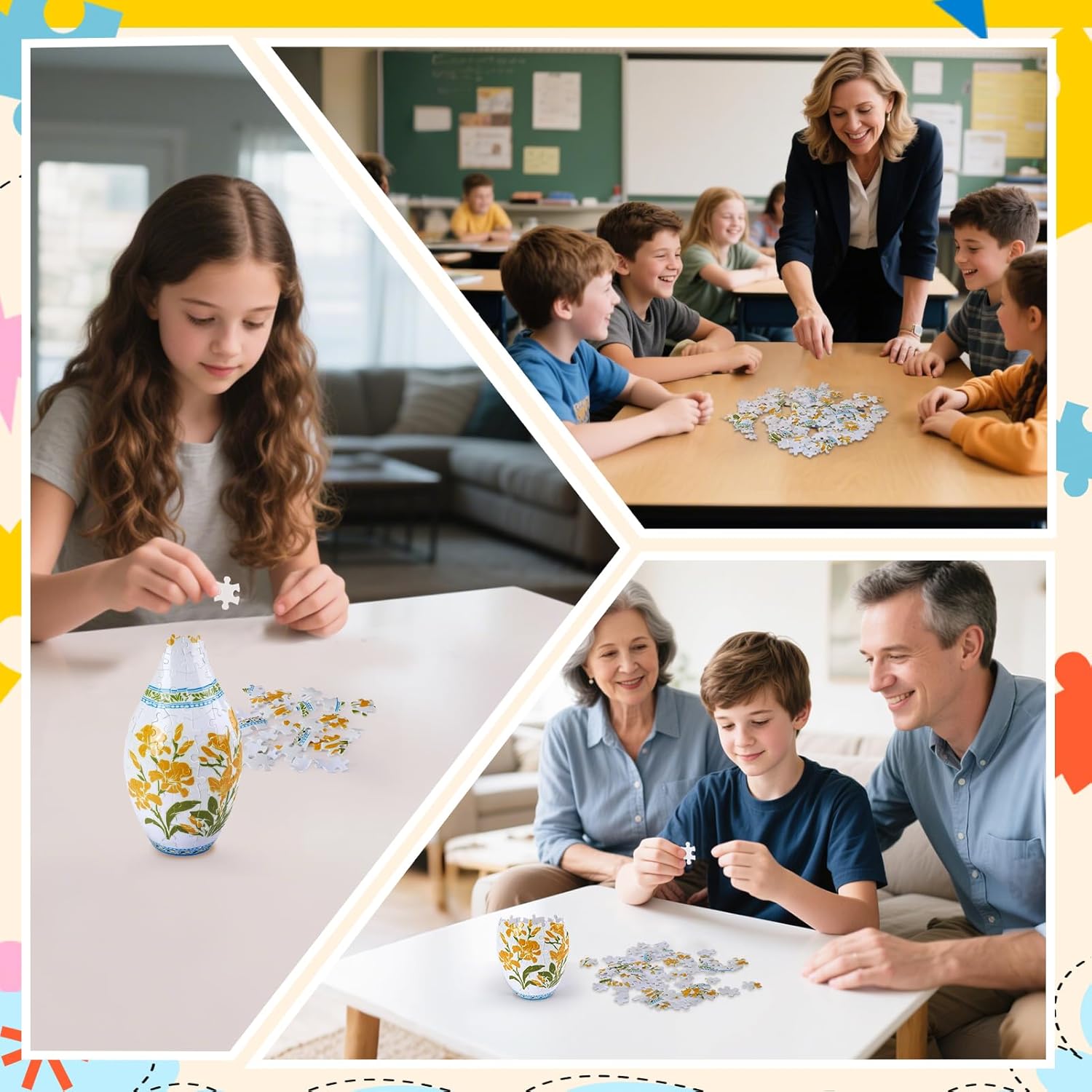 Unique 3D Puzzle - 160 Pieces of Puzzle Flower Vase, Plum Blossom Themed Art Projects Gift