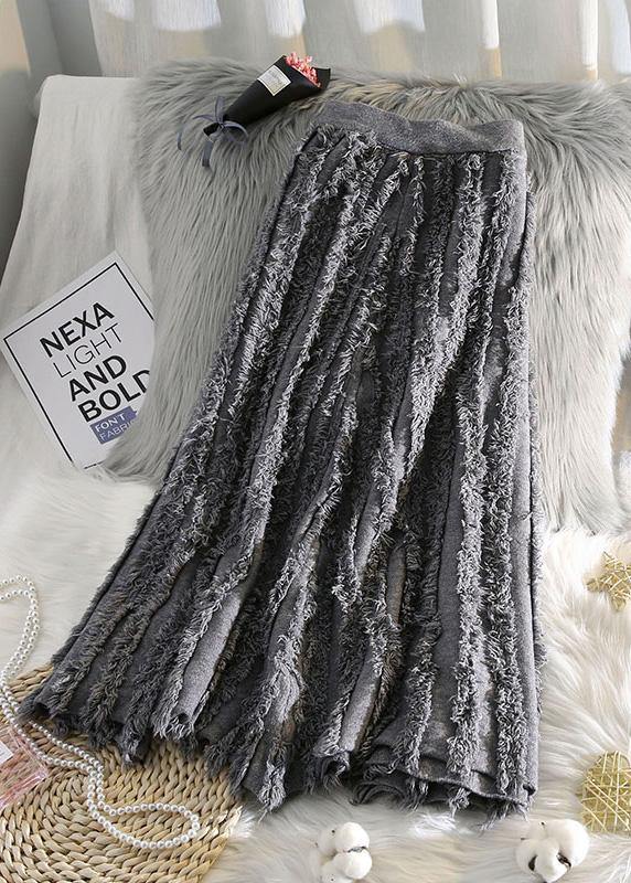 nude cotton skirt tassel elastic waist spring skirt