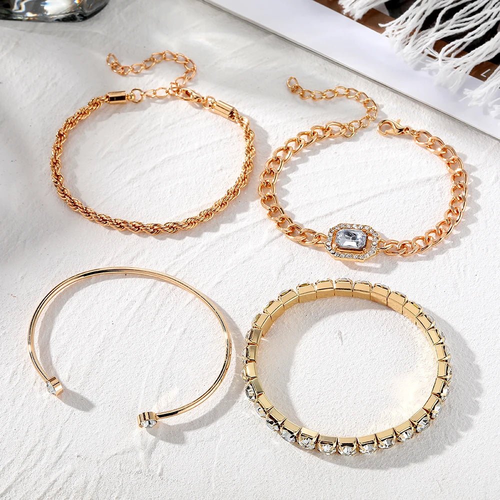 4pcs Diamond Shimmer Bracelet Stack