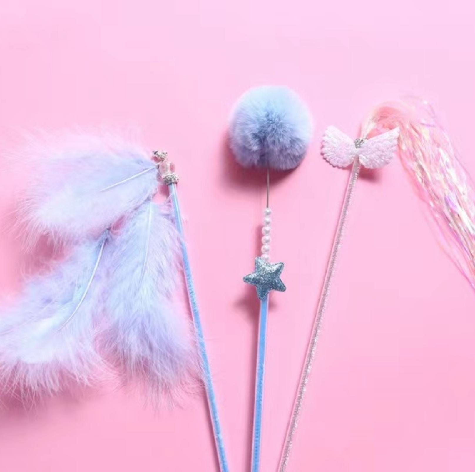 Fairy Feather Tassel Teaser Set (3-piece set ) Cat Stick Set Cat Toys