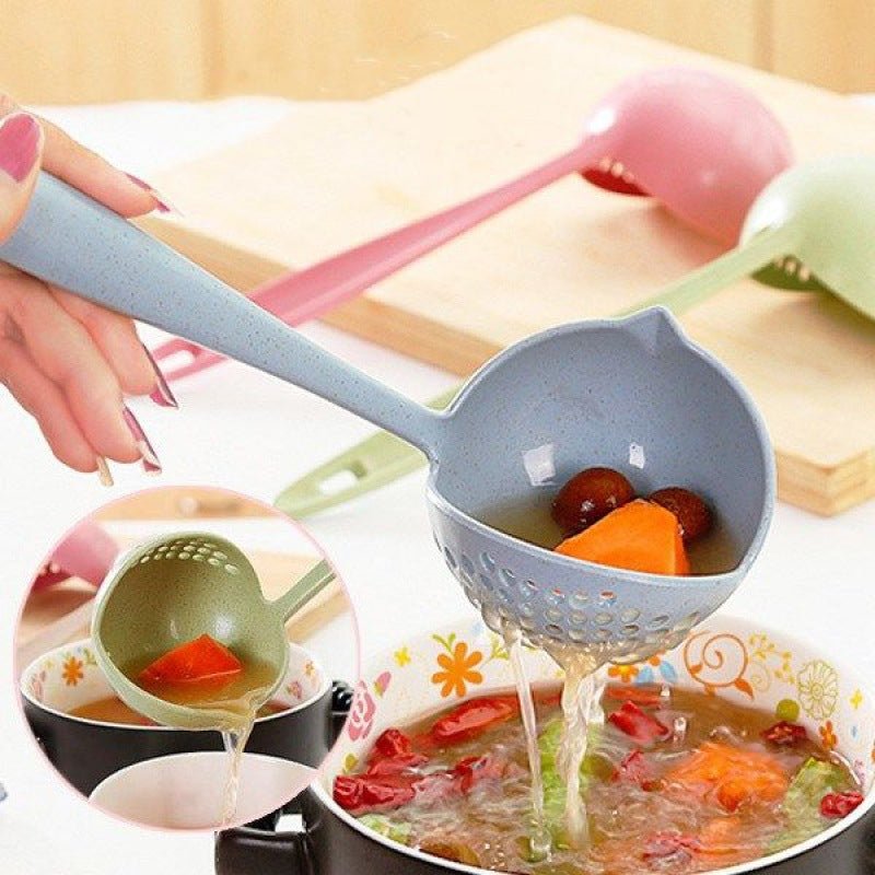 Long Handle 2 In 1 Cooking Colander Slotted Spoon.