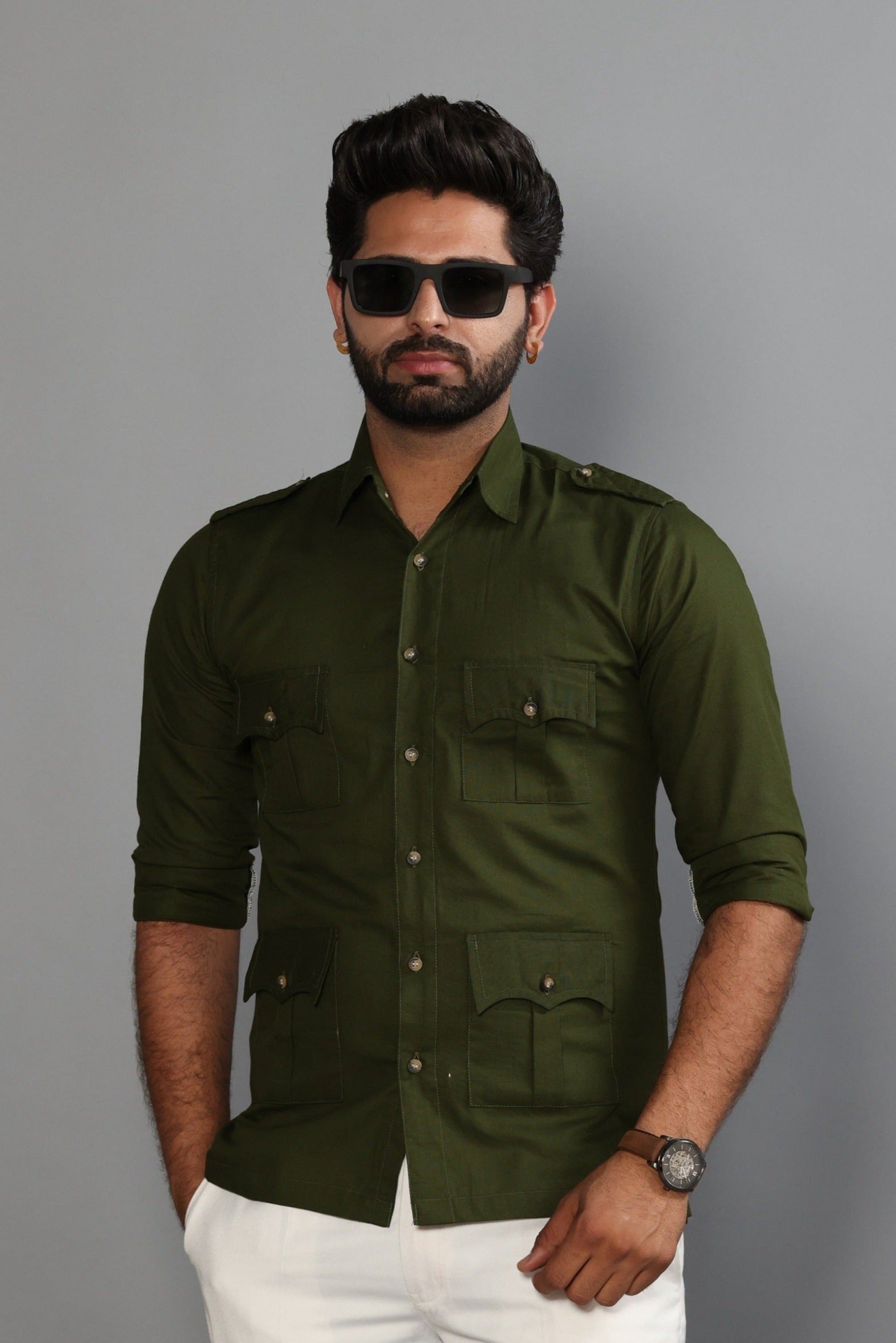 Battle Green Turkish Linen Hunting Shirt