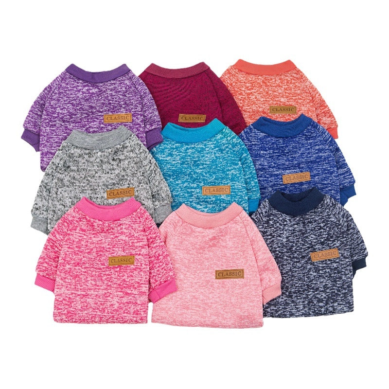 Dog Cat Pet Autumn And Winter Fleece-lined Two-legged Color Warm Sweater Wool Teddy Fadou Clothes Small And Medium-sized Dog