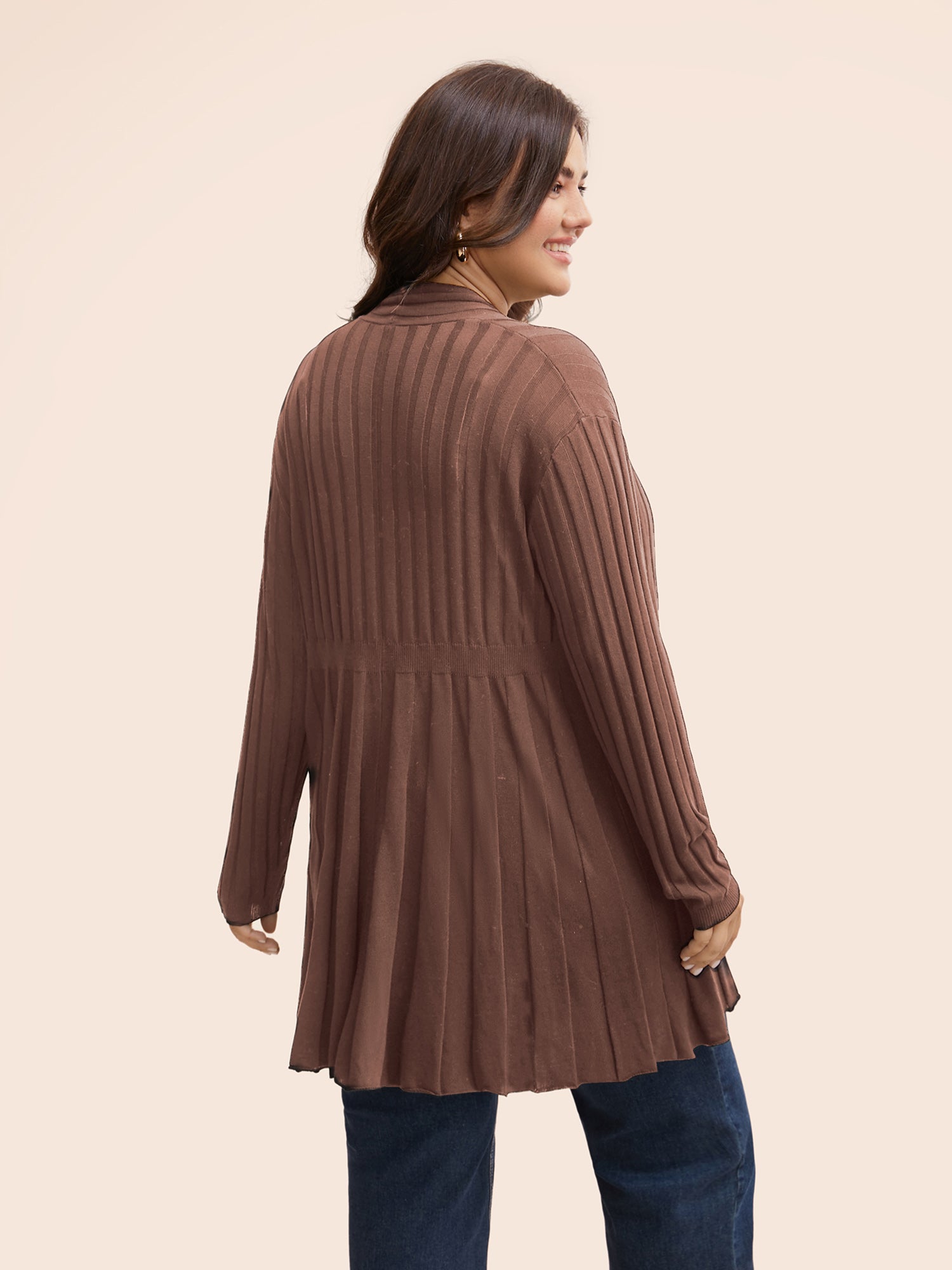 Plain Textured Kimono Collar Cardigan