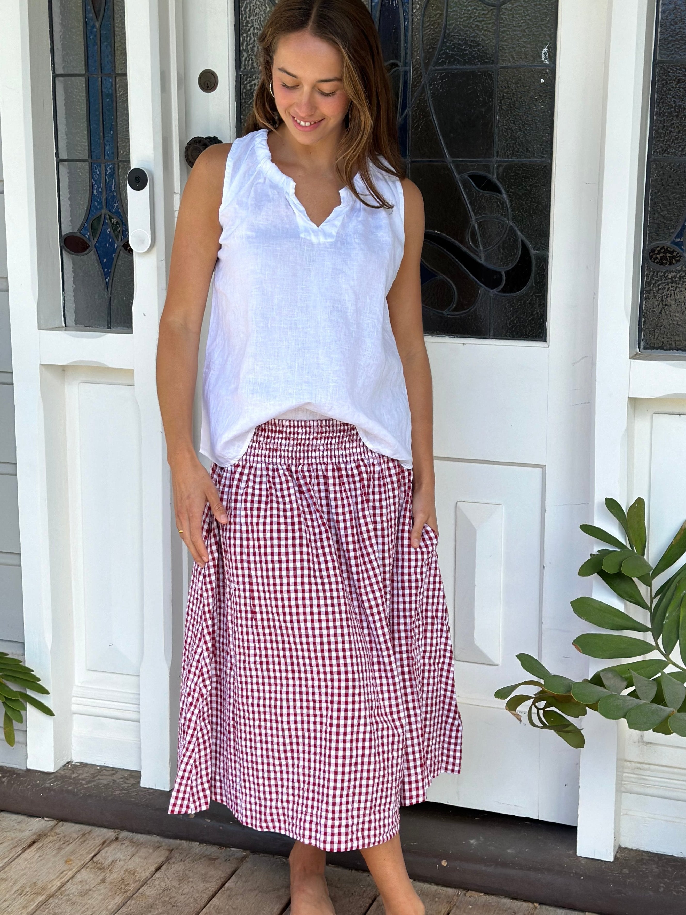 dark red gingham