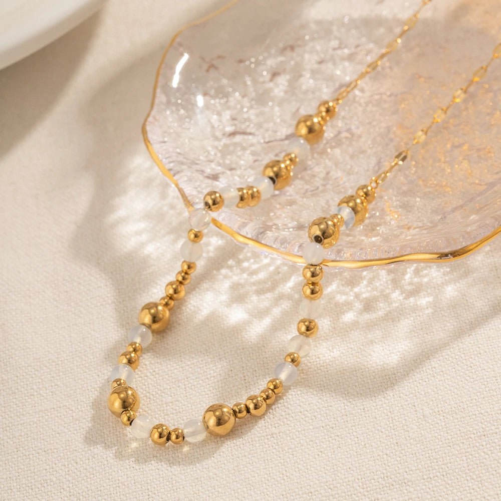 Vintage Inspired Contrast Gold Bead Bracelet and Necklace Set