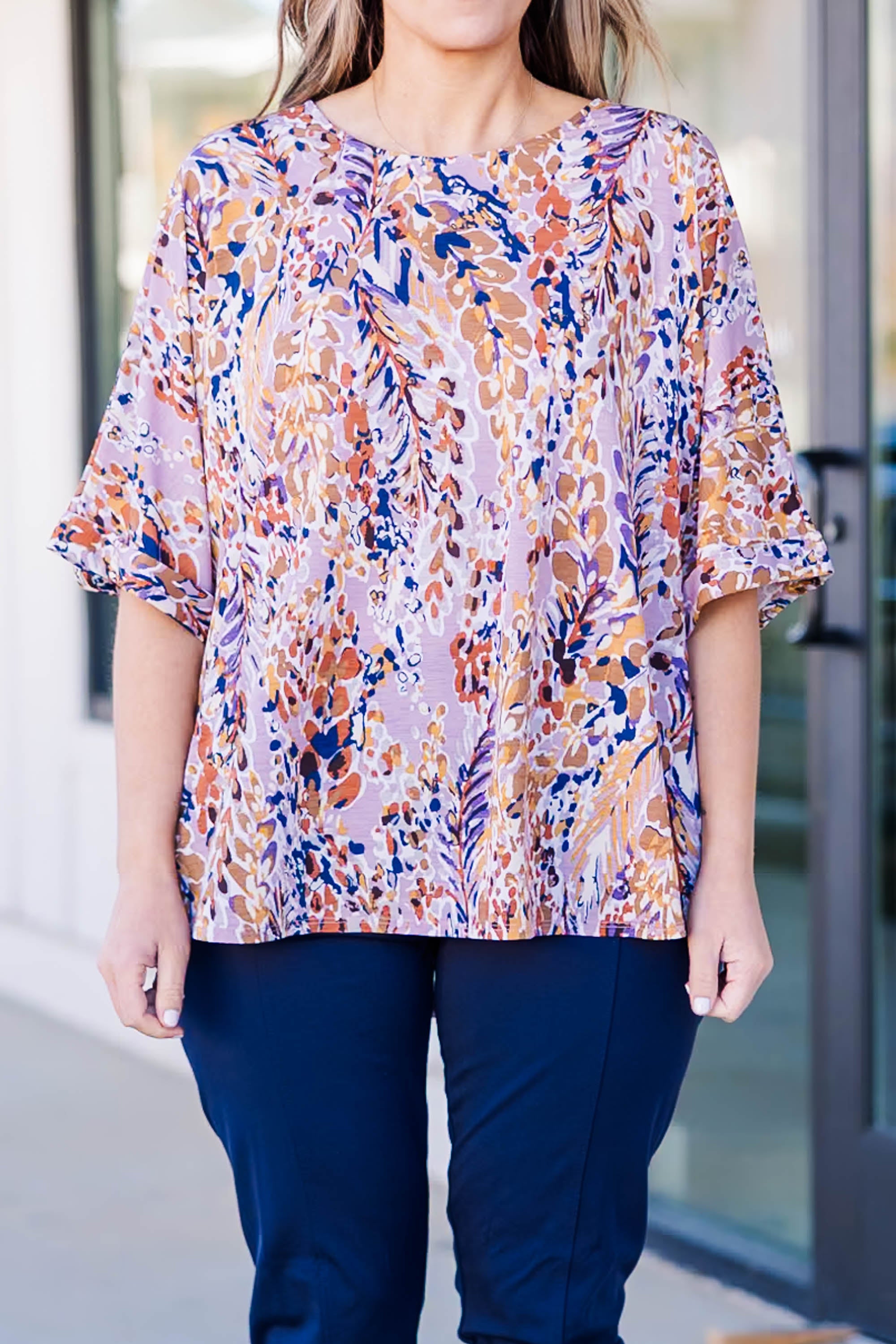 Walk On Your Own Top. Lavender Marigold