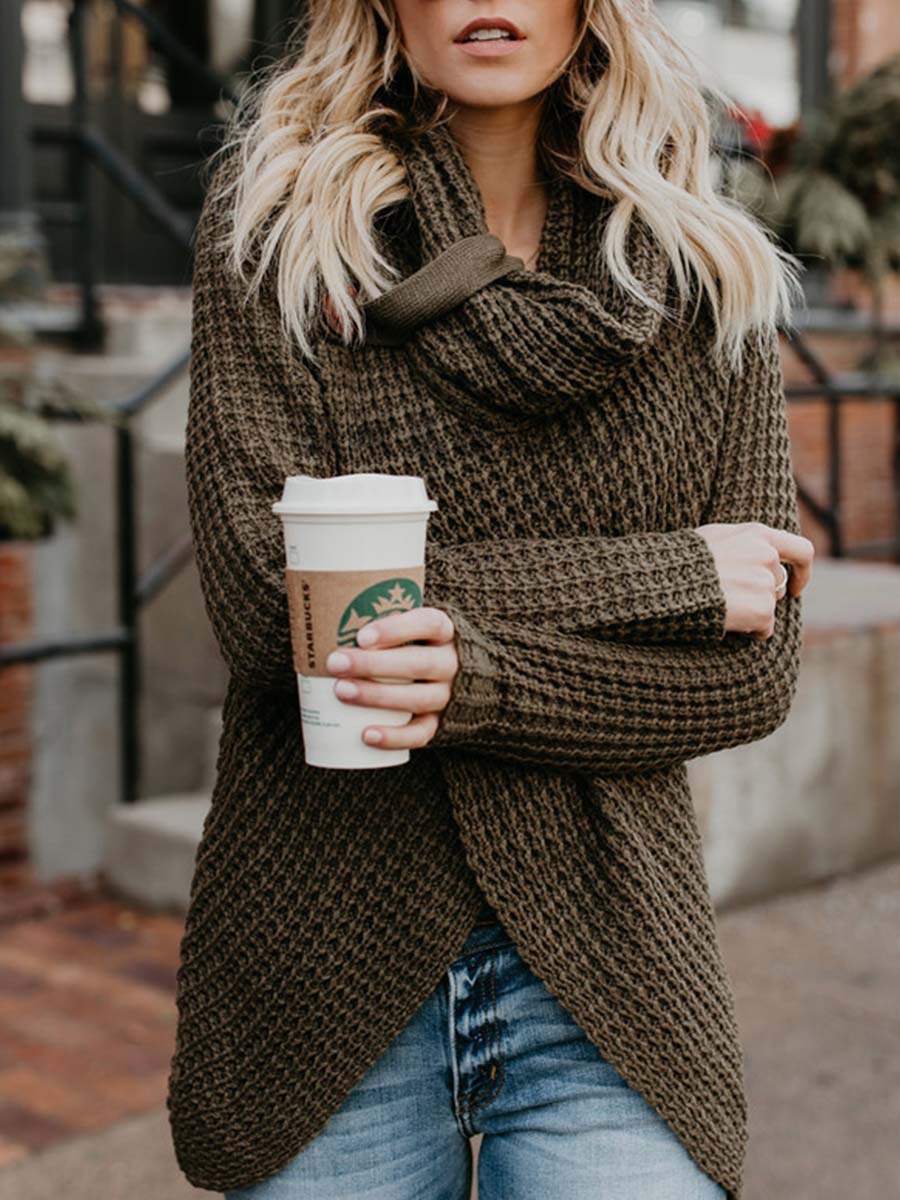 Irregular Winter Shawl Sweater