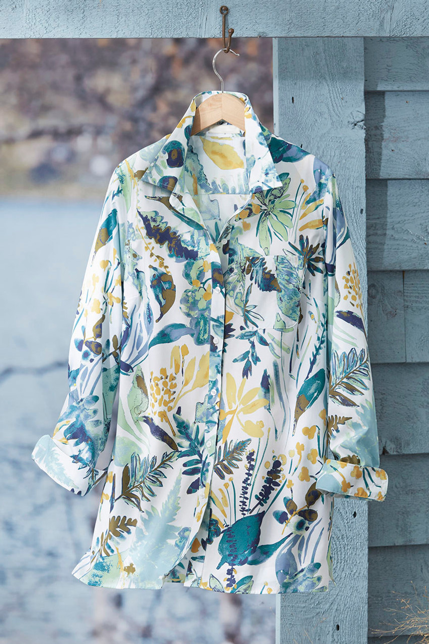 Botanical Blues No-Iron Tunic