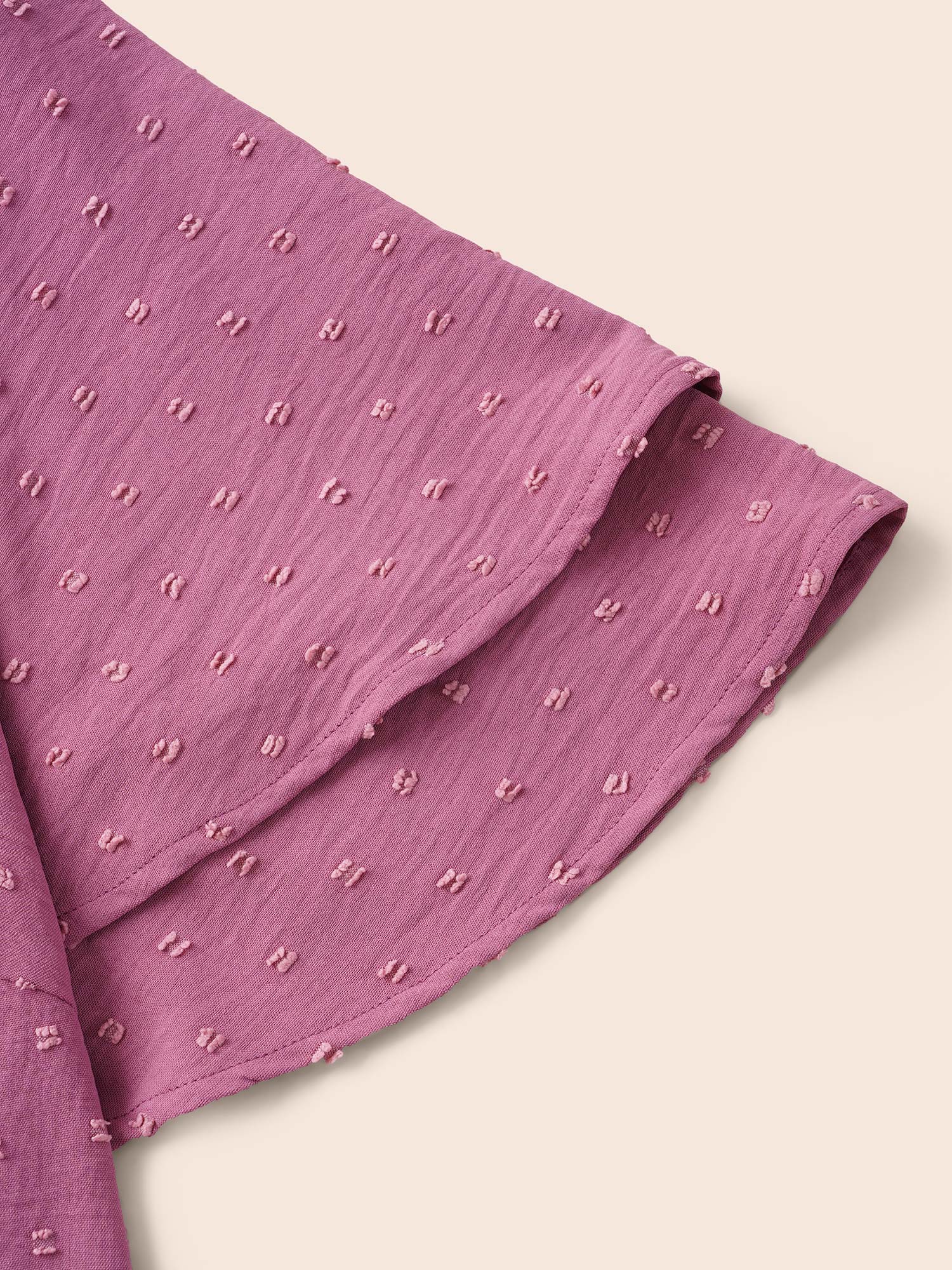 Plain Ruffle Tiered Sleeve V Neck Polka Dot Blouse