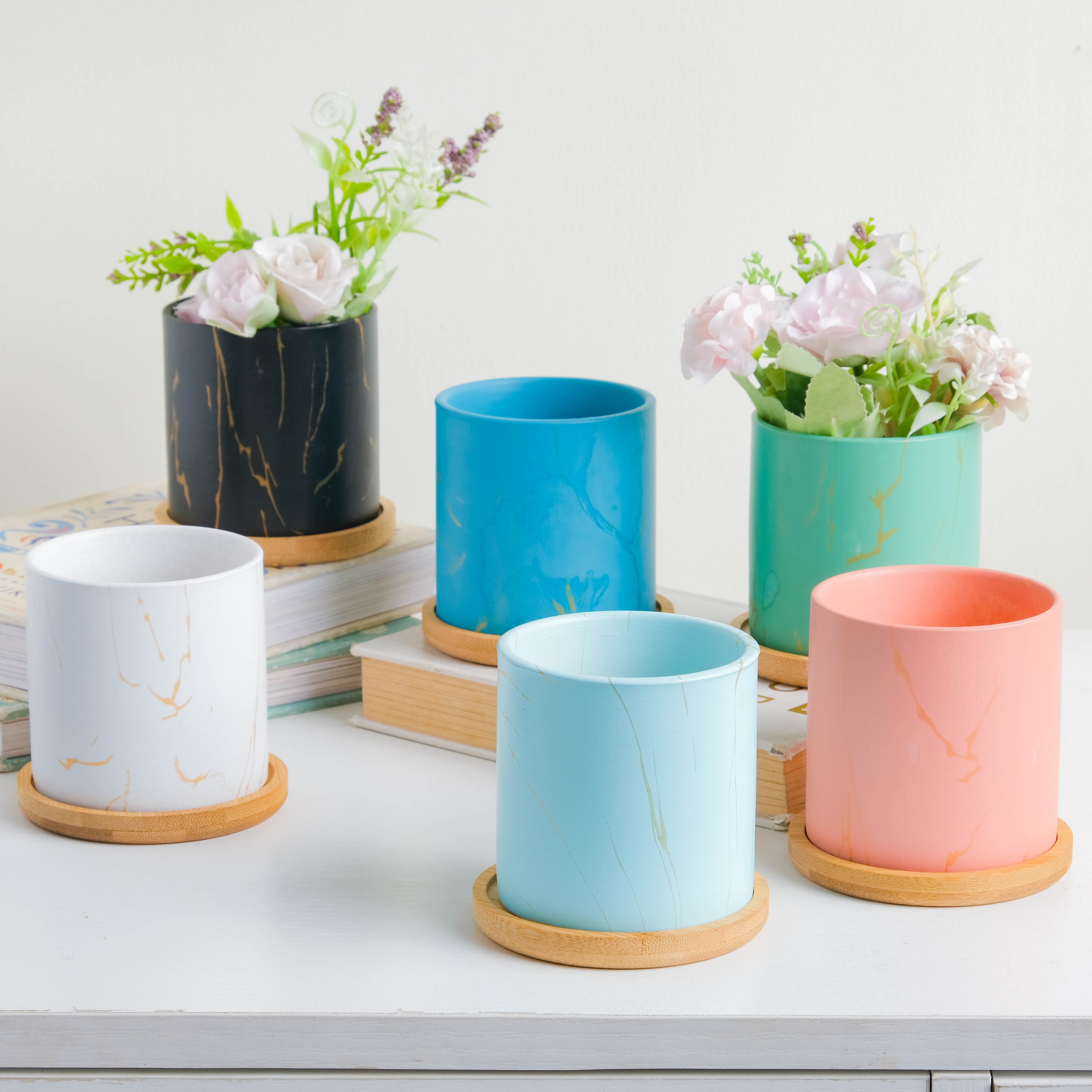 Summer Blue Planter With Coaster