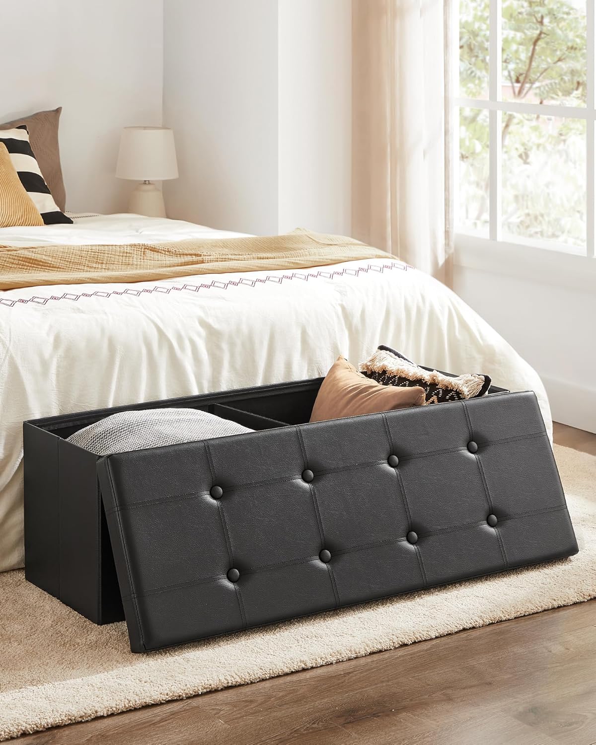 SONGMICS Mazie Collection - 43 Inches Folding Storage Ottoman Bench