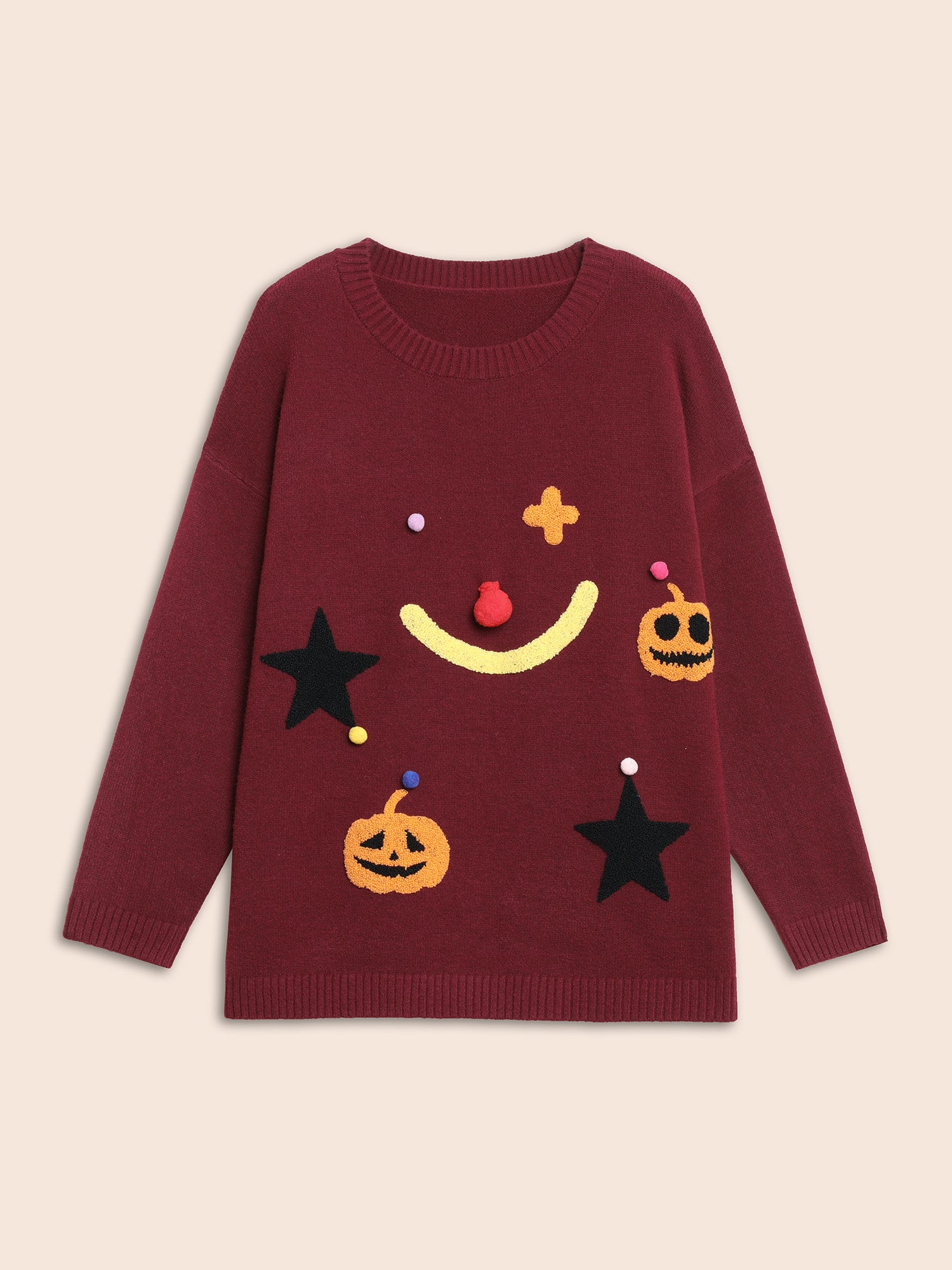 Clown Pumpkin 3D Pompom Nose Pullover