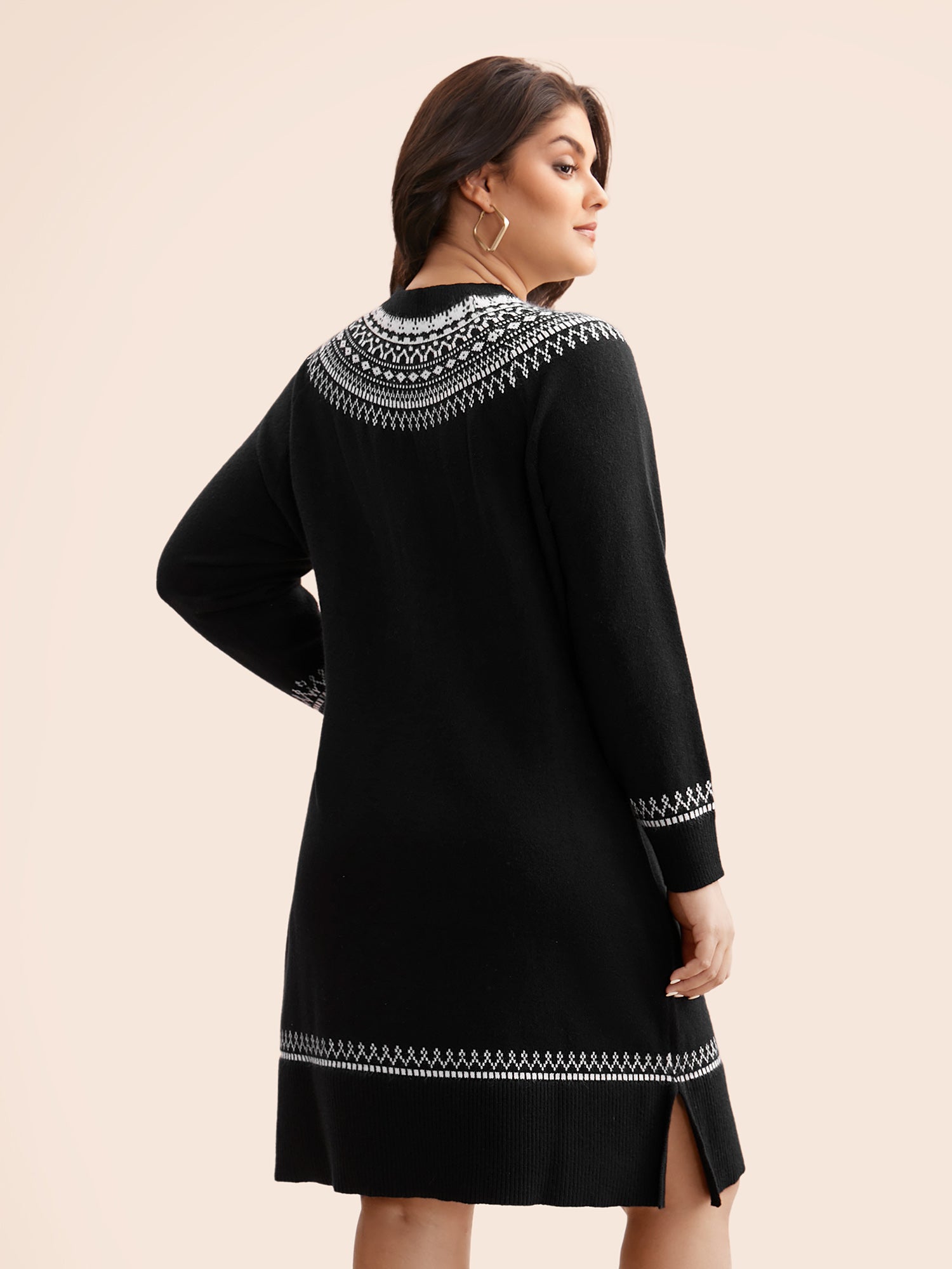 Supersoft Essentials Geo-embroidery Fair Isle Fitted Sweater Dress
